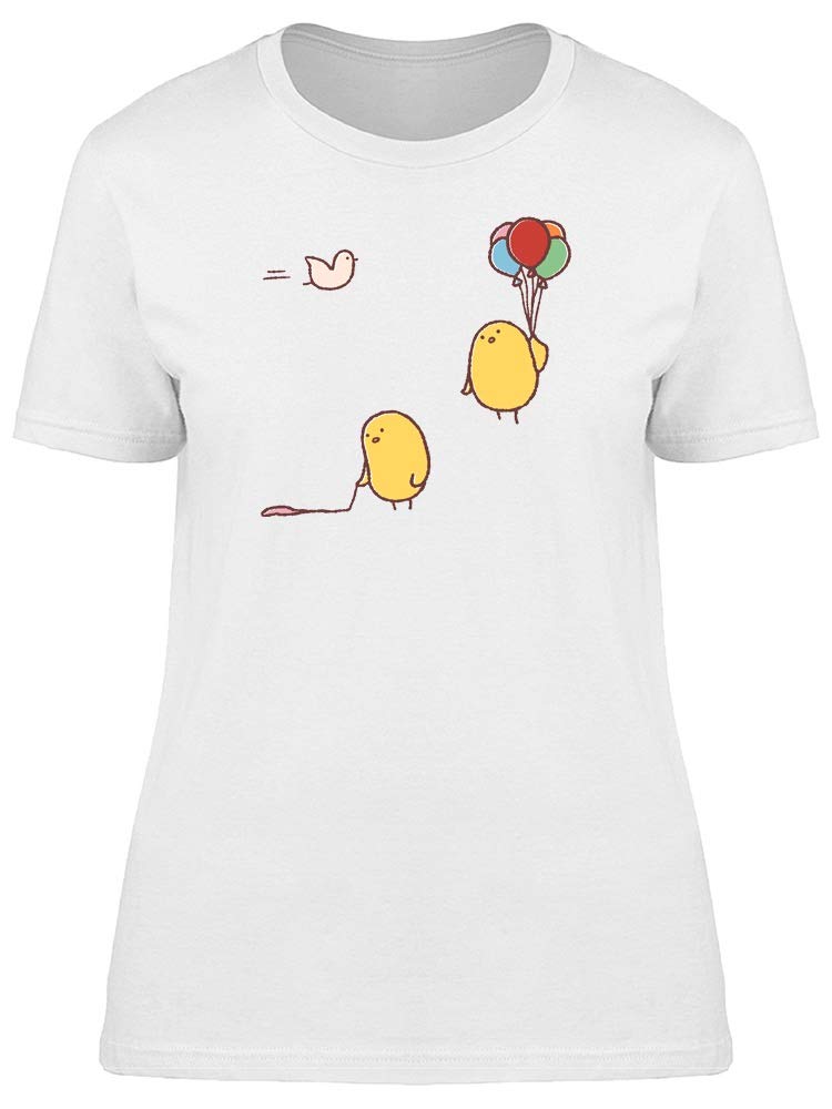 Cute Chickens and Balloons Graphic T-Shirt for Women - Comfortable Cotton Tee for Casual Wear, Weekend Outfits & Fun Events
