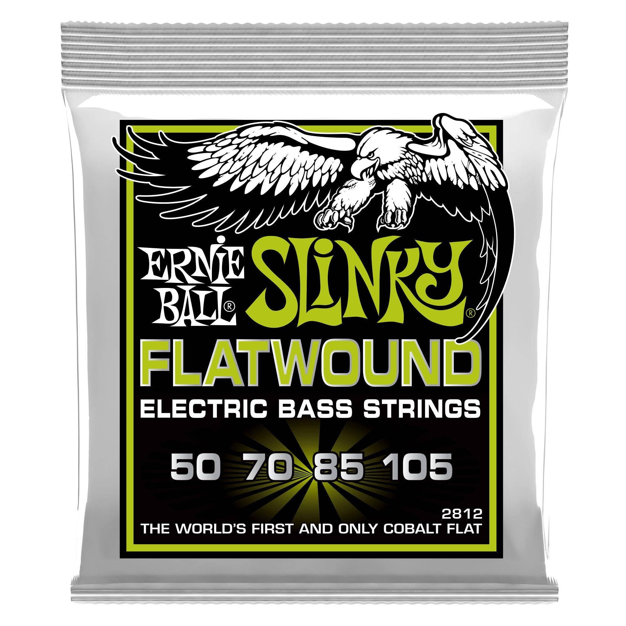 Ernie Ball Regular Slinky Flatwound Bass Guitar Strings 50-105 Gauge (P02812) - Premium Nickel Plated Steel for Smooth Playability & Warm Tone - Perfect for Jazz, Blues & Studio Recording