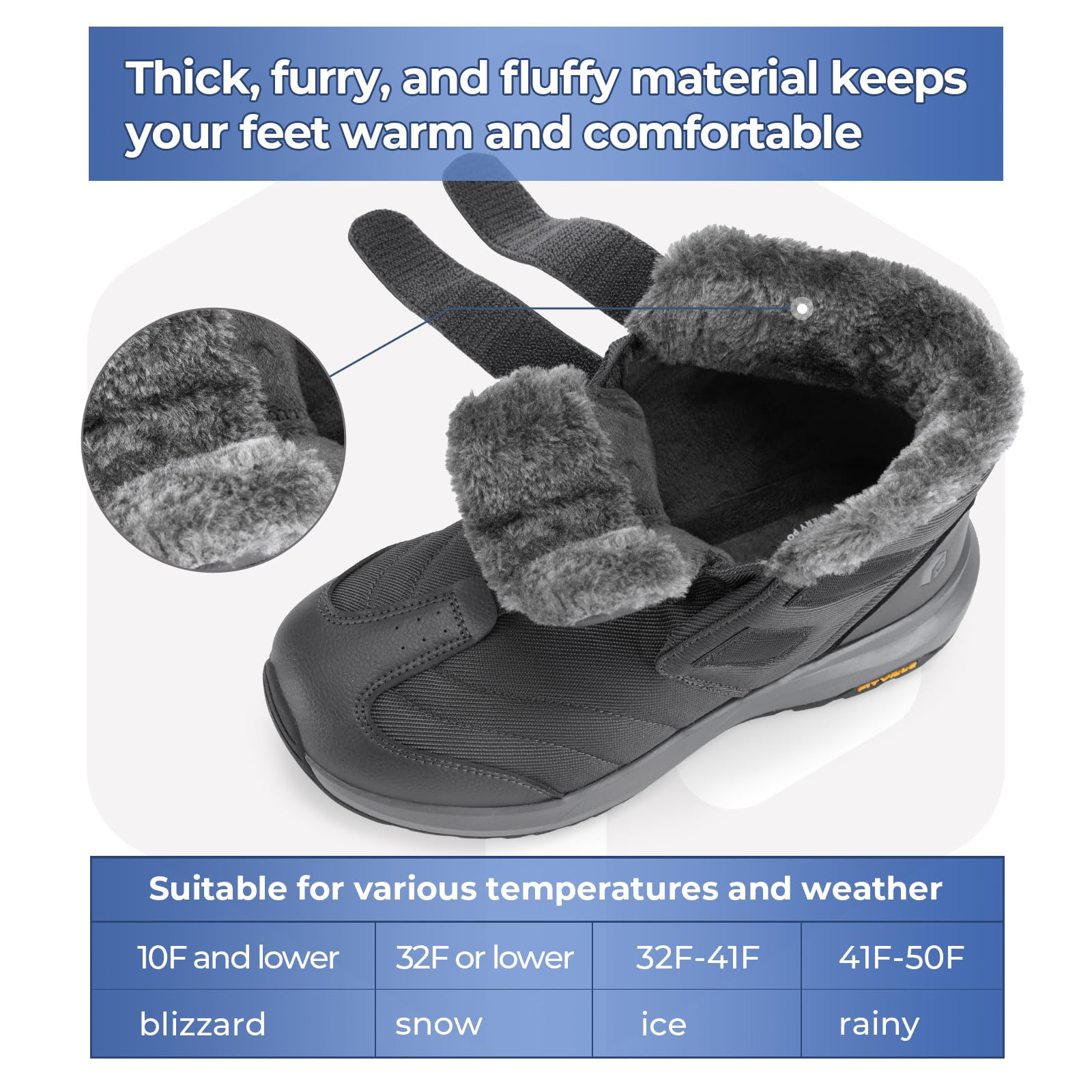 FitVille Men's Extra Wide Snow Boots - Waterproof Insulated Winter Boots for Outdoor Activities, Lightweight Wide Width Hiking & Snow Boots (V3) - Perfect for Hiking, Snowshoeing & Cold Weather Adventures