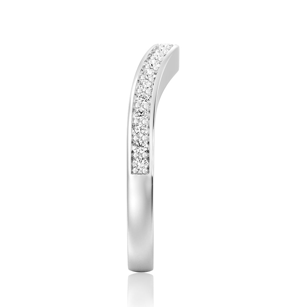 Exquisite V-Shaped Moissanite Wedding Band with Pavé Setting - Perfect for Engagement Rings, Anniversary Gifts & Bridal Jewelry