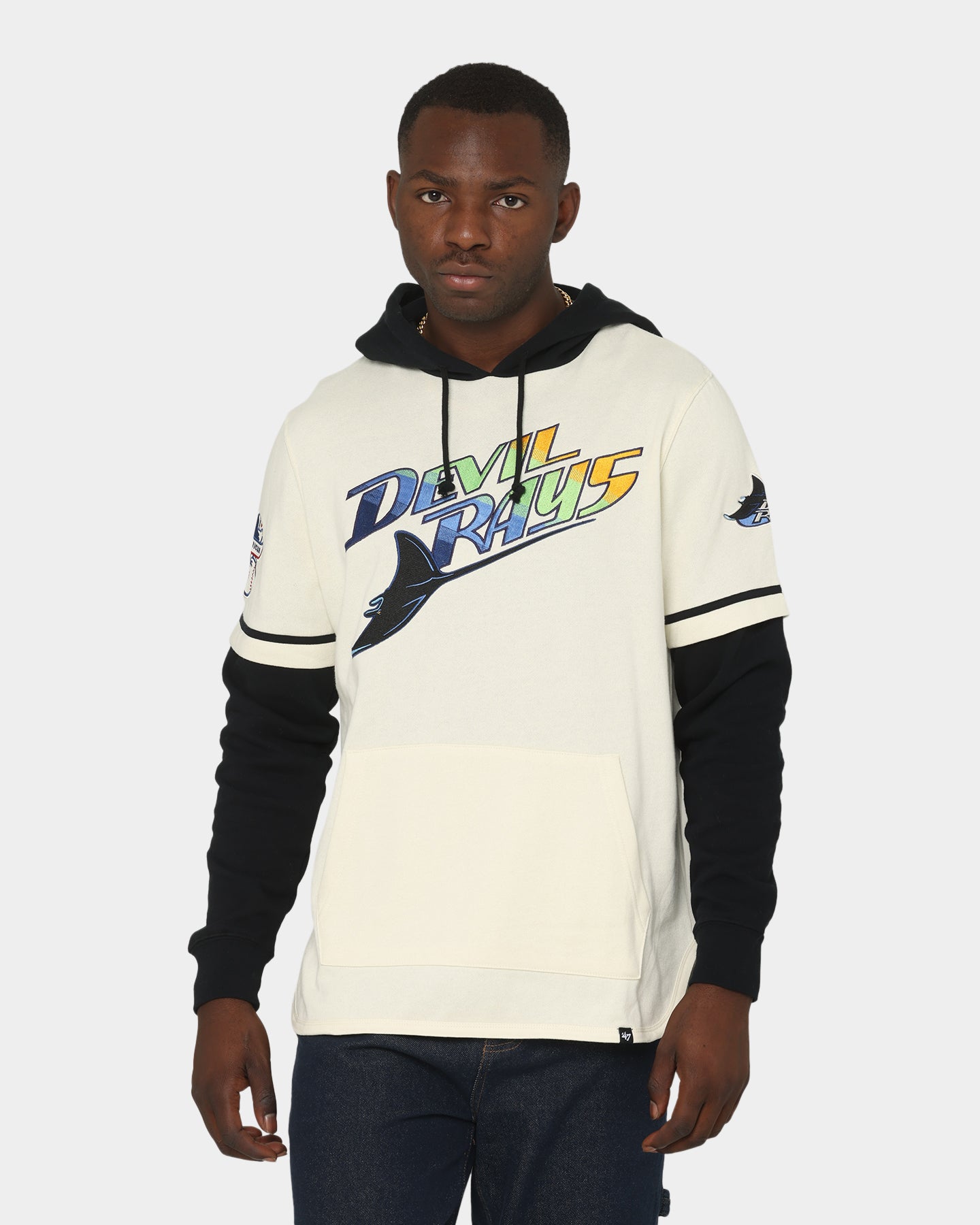 47 Brand Tampa Bay Rays Shortstop Hoodie Cream - MLB Fan Apparel for Men & Women - Perfect for Baseball Games, Casual Wear & Sports Events