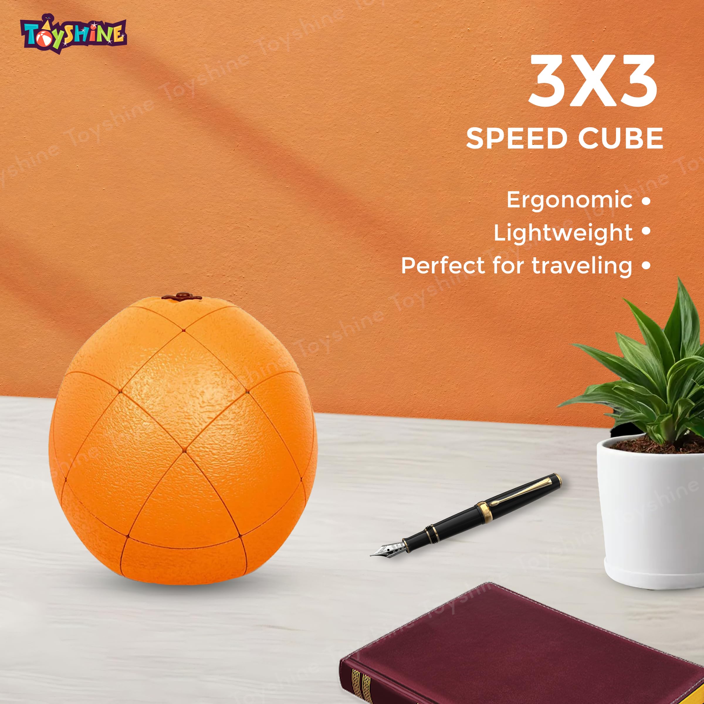 Toyshine 3x3 Orange Magic Speed Cube - Stress Relief Puzzle Toy for Adults & Kids, Educational Brain Teaser Gift for Boys Girls Ages 3+ - Perfect for Office, Travel & Family Game Night