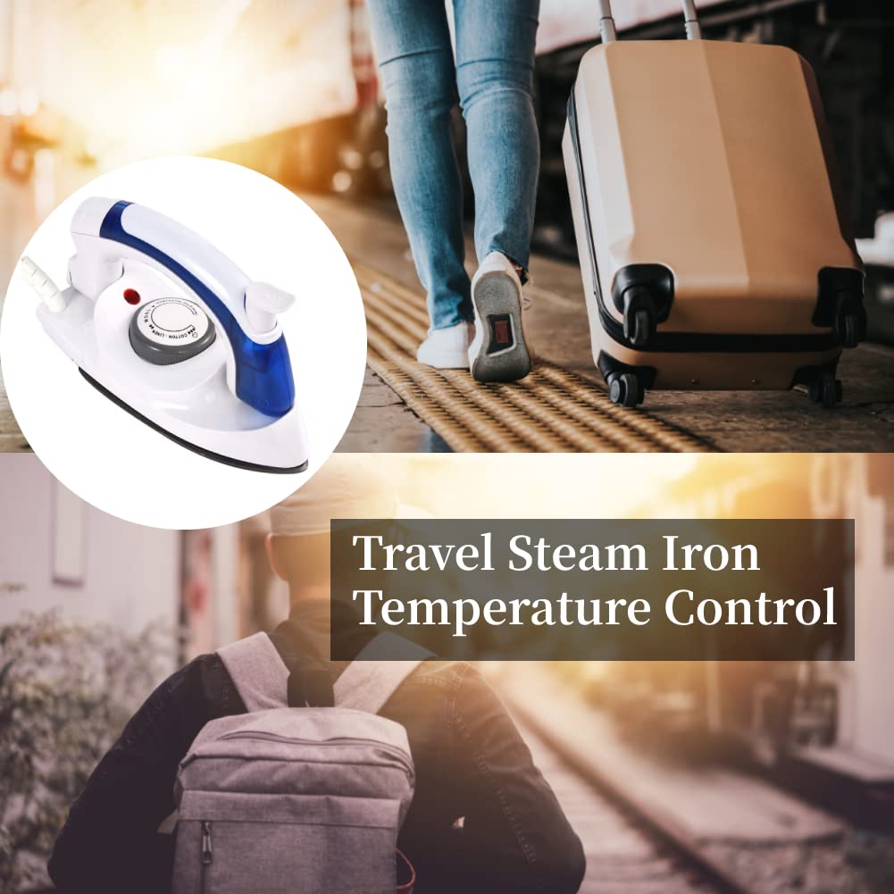 Portable Foldable Travel Iron with Temperature Control - Compact Handheld Steamer for Wrinkle-Free Clothes - Perfect for Business Trips, Vacations & Dorm Use