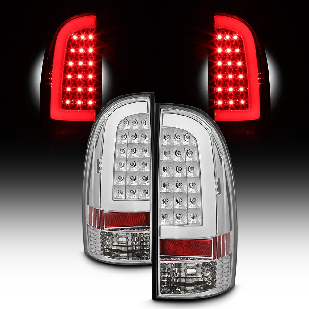 AKKON Full LED Daytime Running Lights & Tail Lights for 2005-2015 Toyota Tacoma - Chrome Housing with Clear Lens - Upgrade Your Truck's Style & Visibility for Night Driving and Off-Road Adventures