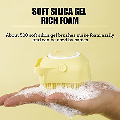 Soft Silicone Bath Brush with Hook for Baby & Adults - Exfoliating Skin Scrubber with Massage Bristles, Shampoo Dispenser - Perfect for Shower, Spa & Sensitive Skin Care