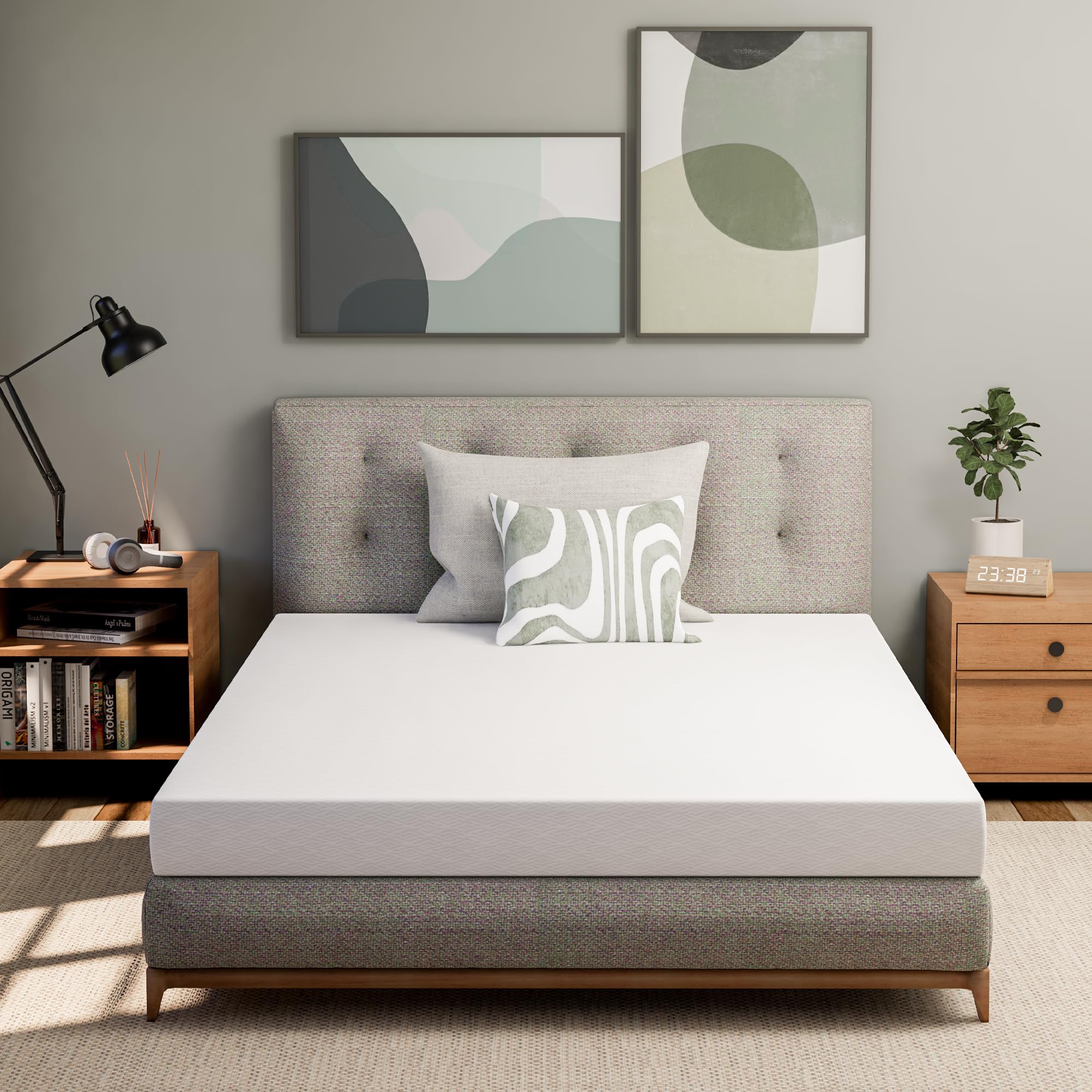 6 Inch Full Size Cooling Green Tea Memory Foam Mattress - Medium Firm CertiPUR-US Certified, Pressure Relieving & Fiberglass Free - Mattress in a Box for Ultimate Comfort - Perfect for Guest Rooms, Dorms & Small Spaces