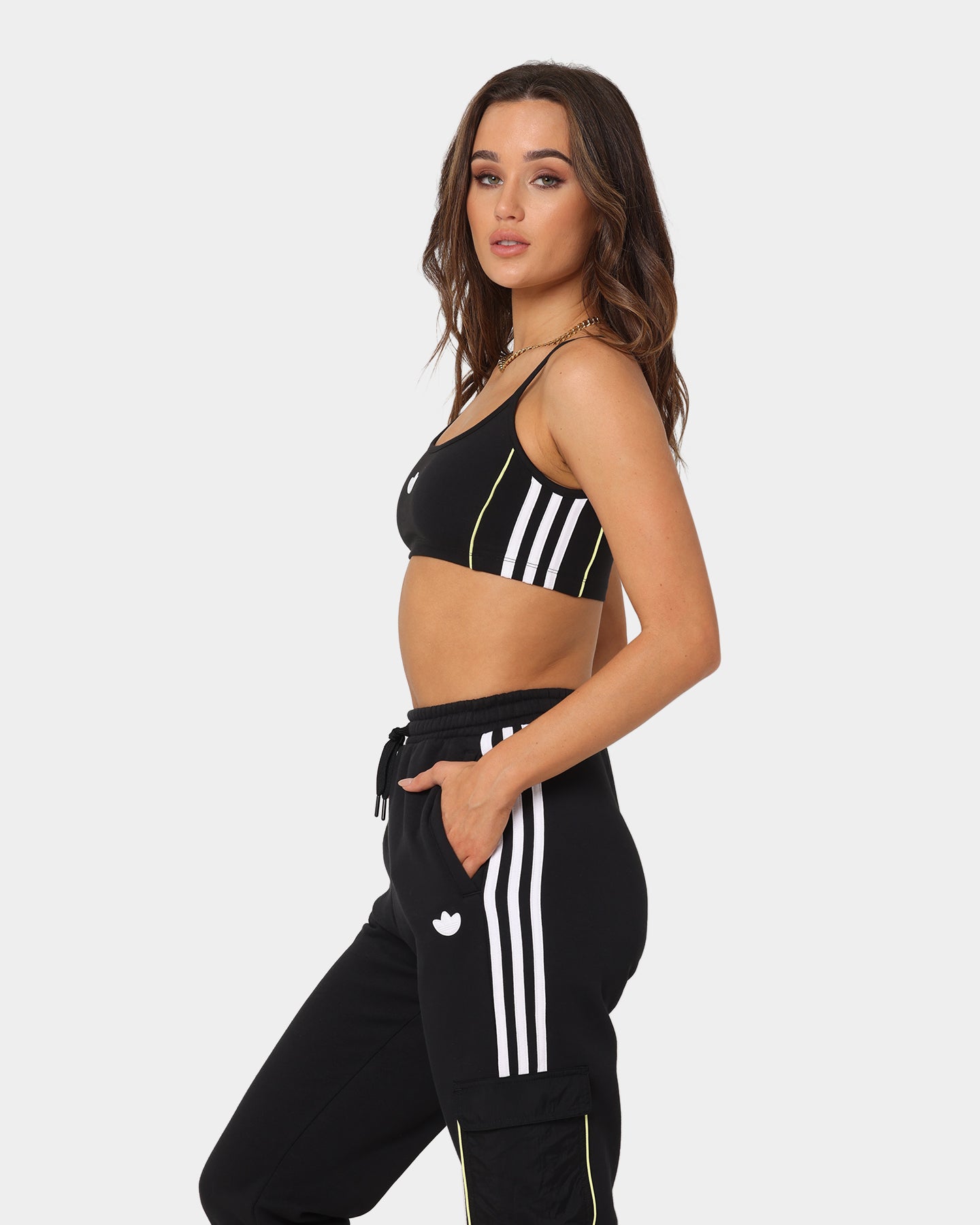 Adidas Women's Piping Logo Sports Bra Top - Black Workout Tank for Running, Yoga & Gym