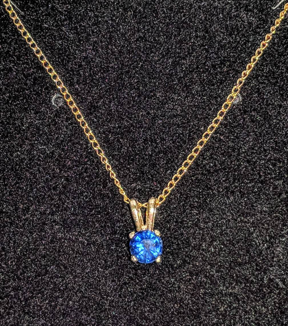 14K Solid White or Yellow Gold Natural Blue, Yellow, Padparadscha Sapphire 4mm Round Dangle Pendant Solitaire VS Clarity - Elegant Jewelry Gift for Women, Perfect for Weddings, Anniversaries & Special Occasions