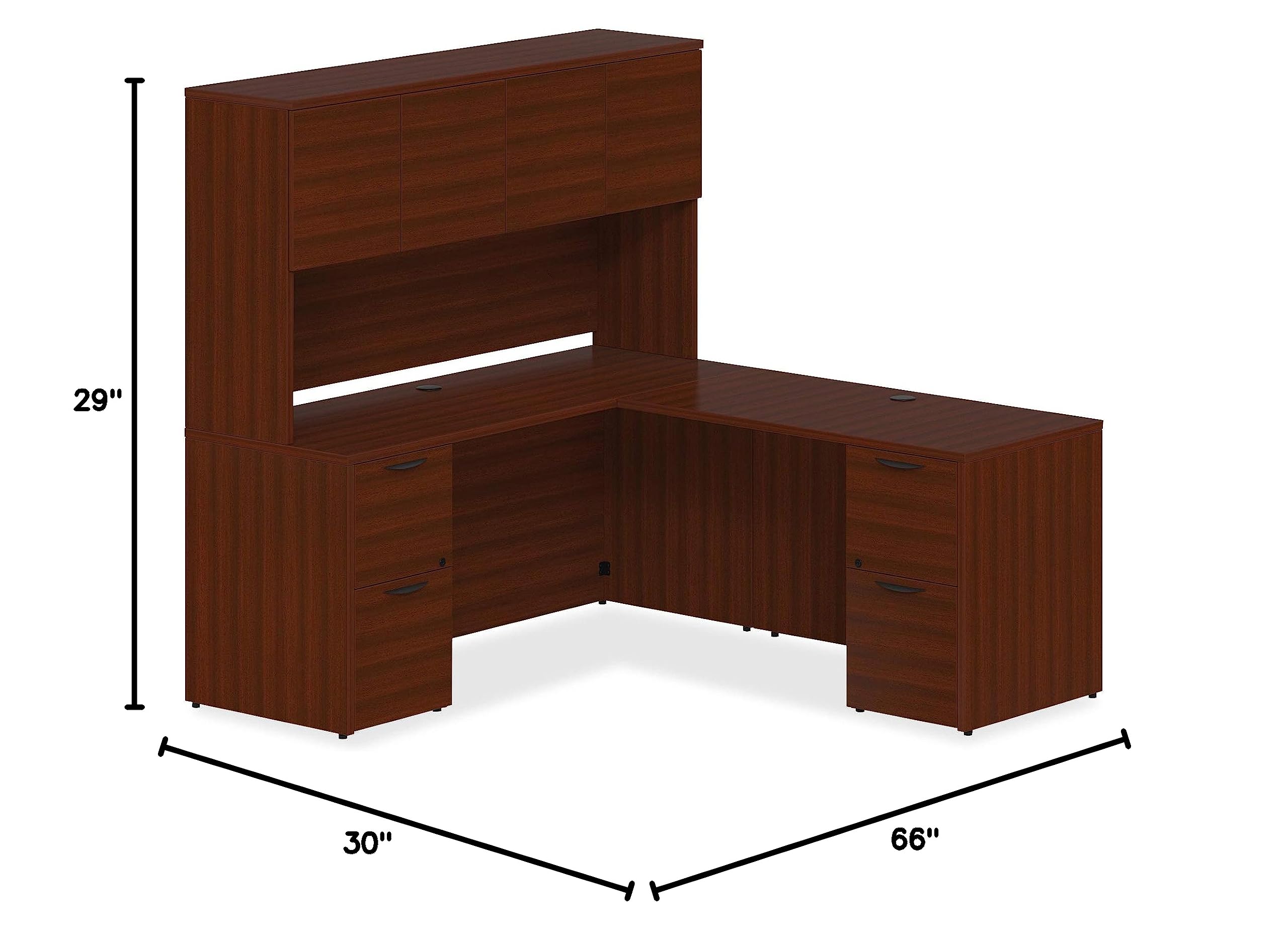 Lorell Prominence 2.0 Mahogany Laminate Left-Pedestal Desk with File Drawer - Home Office & Business Workspace Solution
