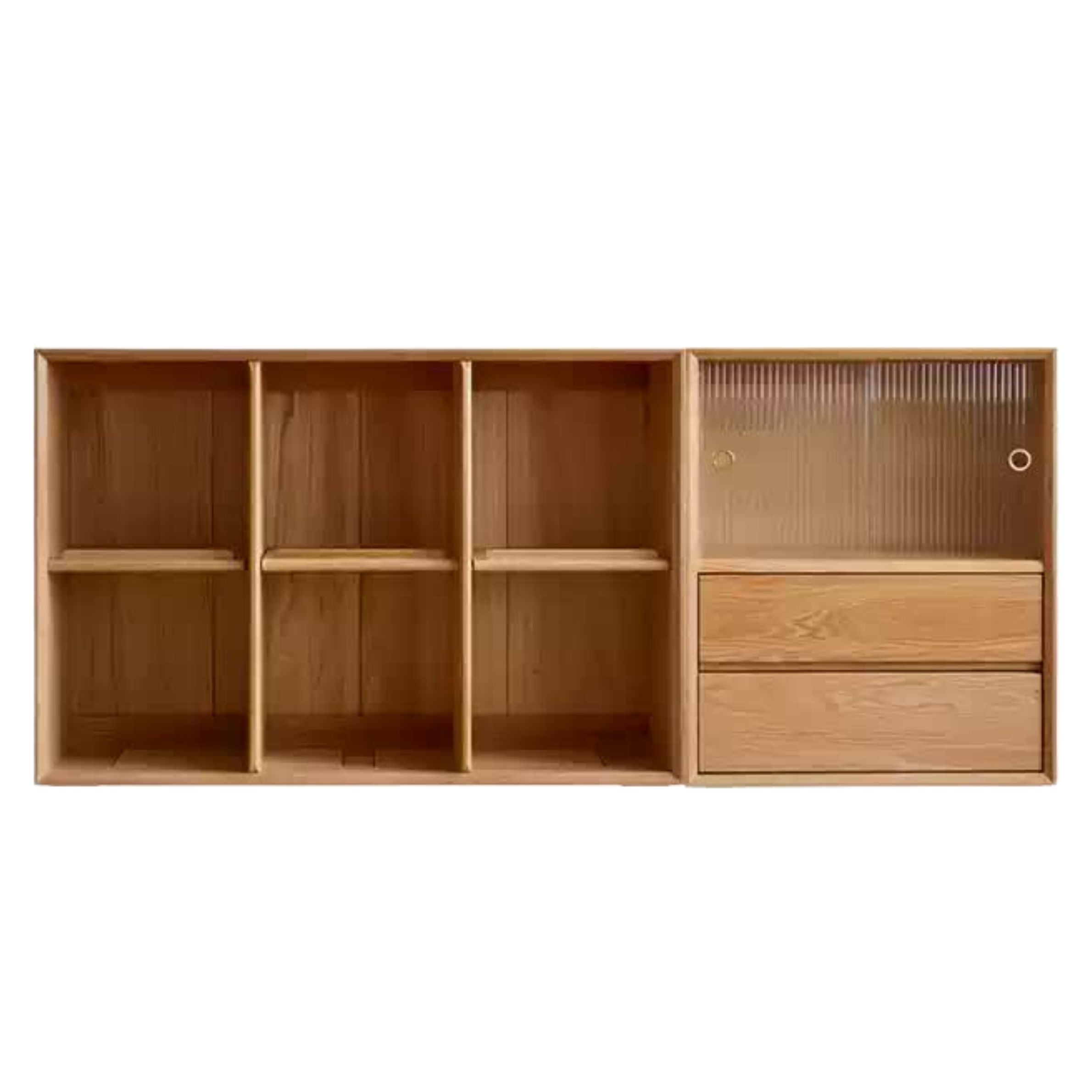 65.7x 12.6x28.3 inch  /167x32x72 сm /  Natural Wood Color / Bookcase DC