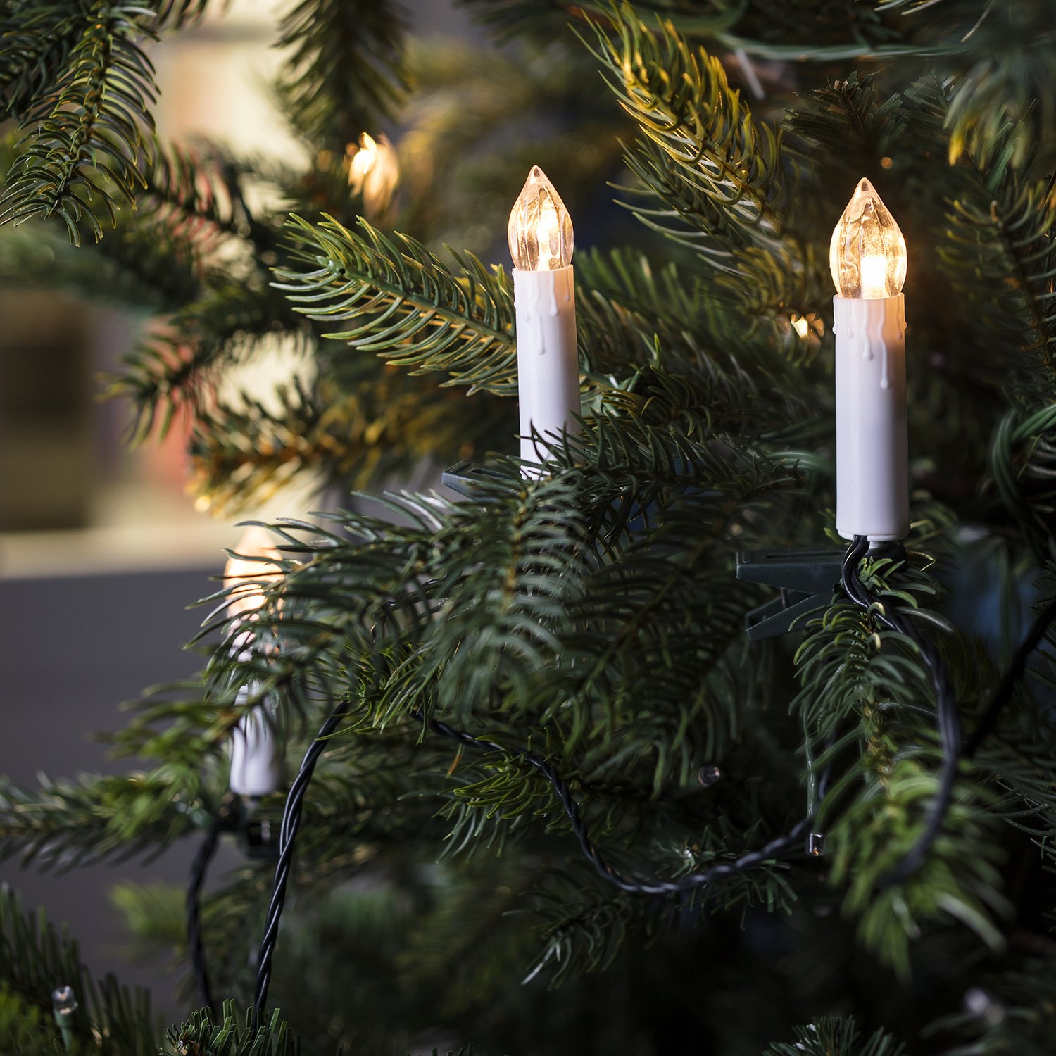 50 Warm White LED Flameless Christmas Candles with Tree Clips - Battery Operated Indoor String Lights for Holiday Decor, Home, Party & Wedding | Lights4fun