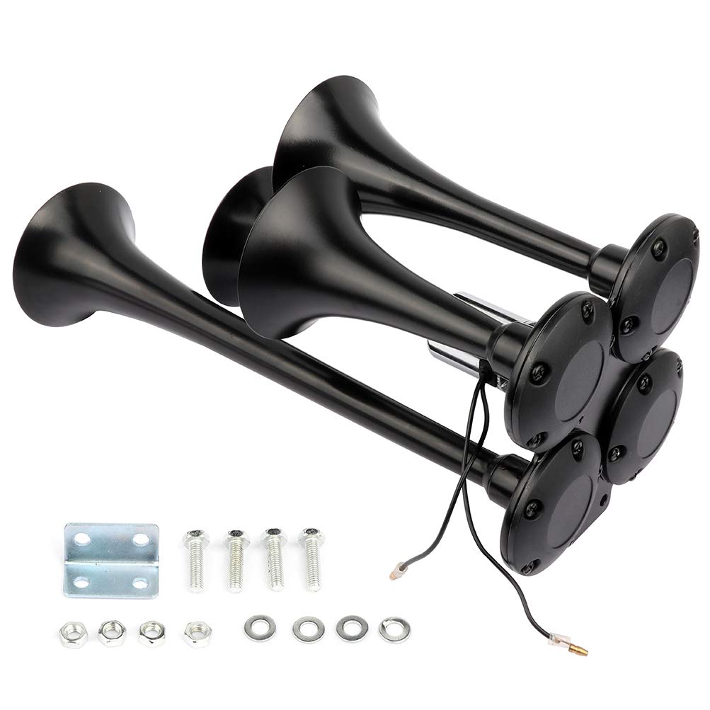 INEEDUP 12V 185dB Four Trumpet Air Horn - Super Loud Train Horn for Cars, Trucks, Boats & RVs - Perfect for Emergency Alerts, Sporting Events & Vehicle Safety
