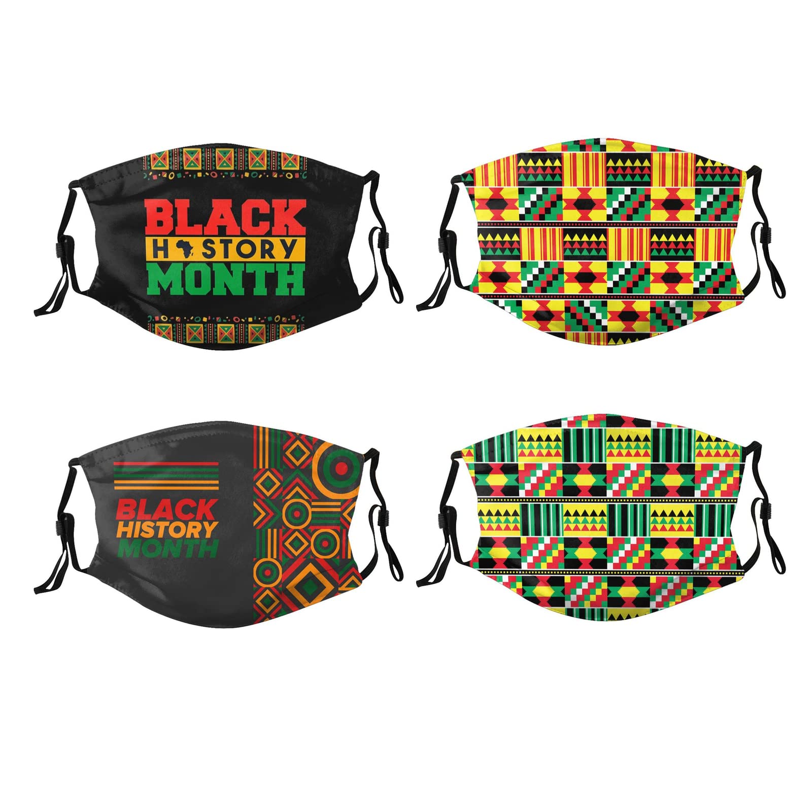 4 Pcs Black History Month Face Masks - Reusable & Washable for Adults - Men & Women - Perfect for Events & Daily Wear