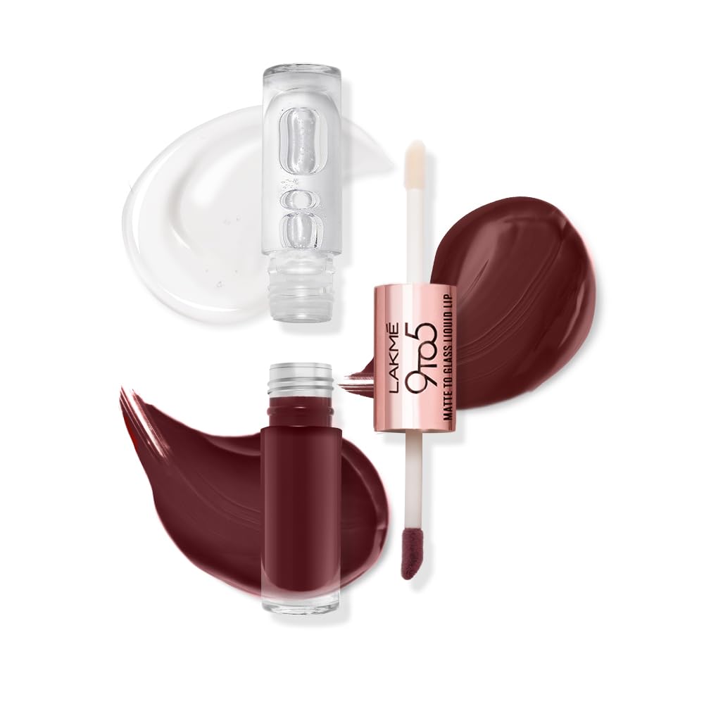 LAKMÉ 9 To 5 Matte To Glass Liquid Lipstick - Long Lasting Matte & Glossy Finish Lip Color for Day & Night Wear | Perfect for Office, Parties & Special Occasions