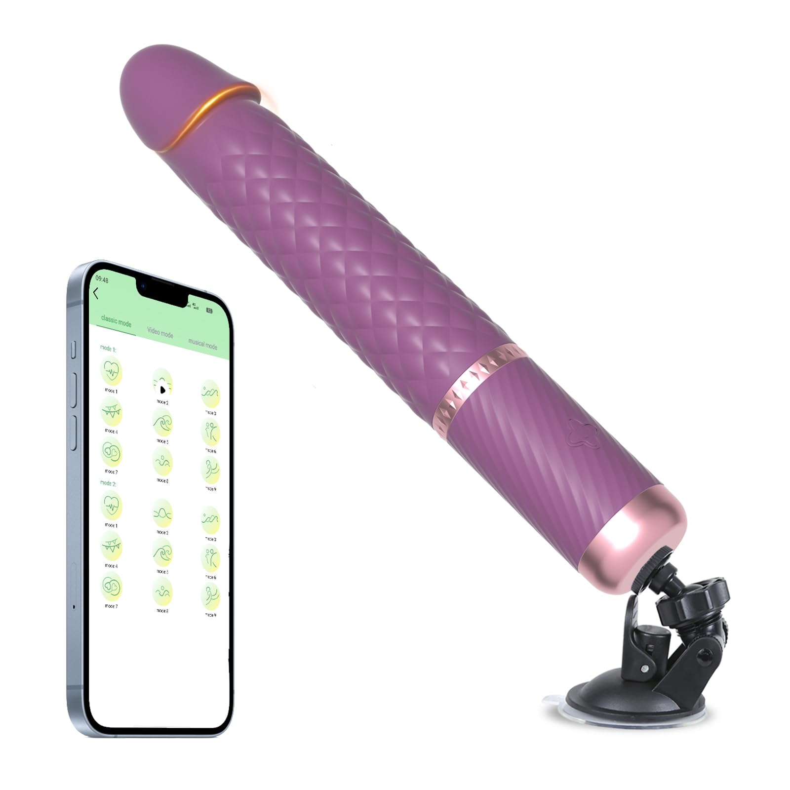 9-Speed Thrusting & Vibrating Dildo with Suction Cup - Remote Control Sex Machine for Women & Couples - Heating Function G-Spot & Anal Stimulation - Adult Sex Toy for Bedroom, Long-Distance Play & Sensual Exploration