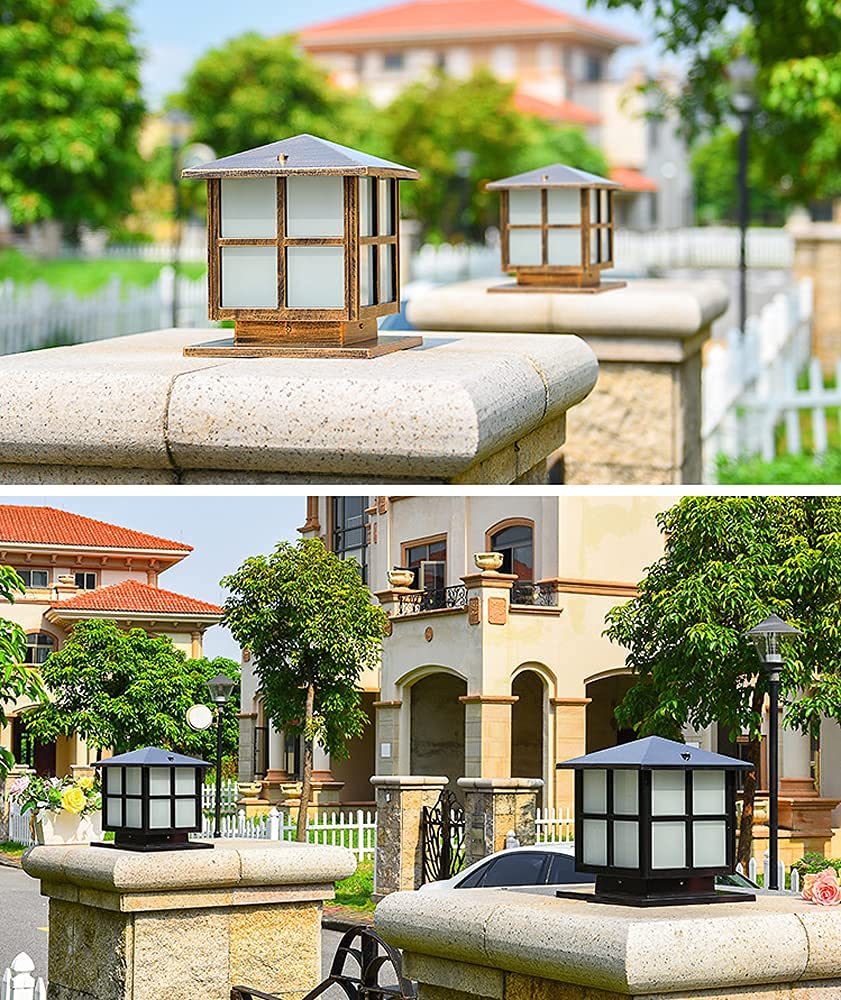 SLAWA Modern Outdoor Post Lights Fixture - Aluminum Housing & Tempered Glass, IP65 Waterproof Yard Entry & Patio Pillar Lights for Garden, Driveway, and Walkway Lighting