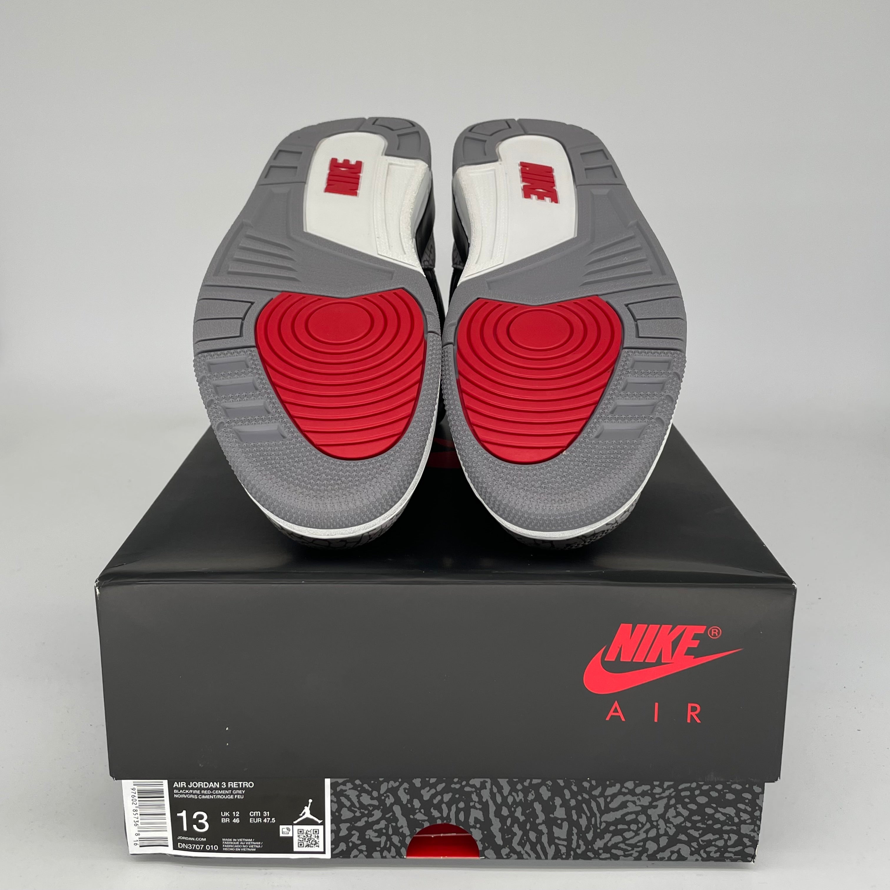 AIR JORDAN 3 Retro Black Cement Men's Basketball Shoes Size 13 (DN3707-010) - Perfect for Sneaker Collectors & Streetwear Fashion