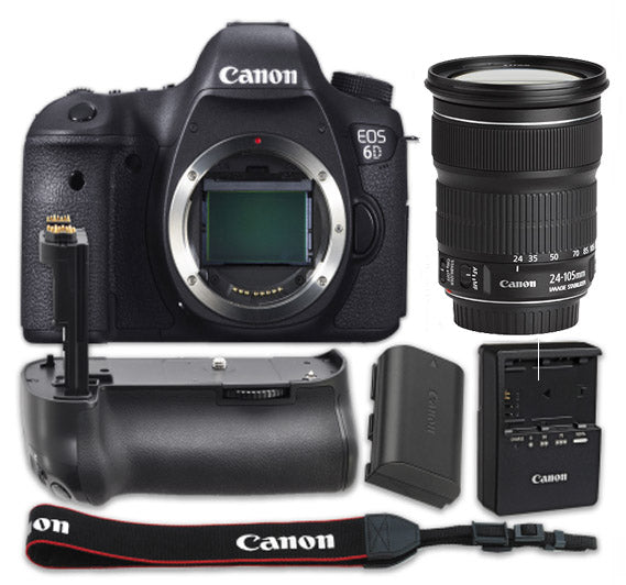 Canon EOS 6D DSLR Camera with EF 24-105mm f/3.5-5.6 IS STM Lens & Pro Battery Grip - Professional Photography, Travel & Portrait Shooting