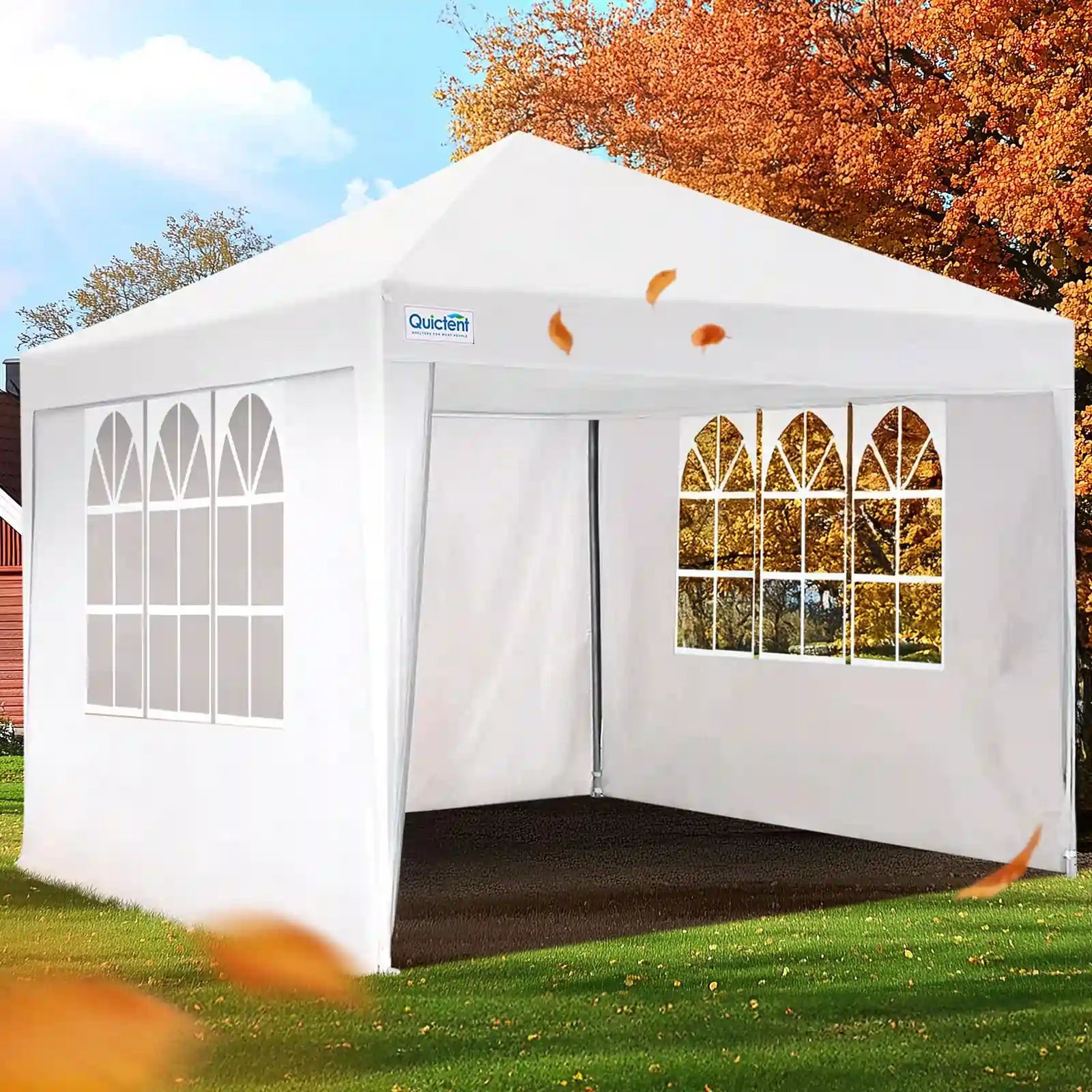10'x10' Upgraded Pop Up Canopy Tent with Sidewalls - Waterproof Outdoor Shelter for Camping, Beach, Picnics & Backyard Parties