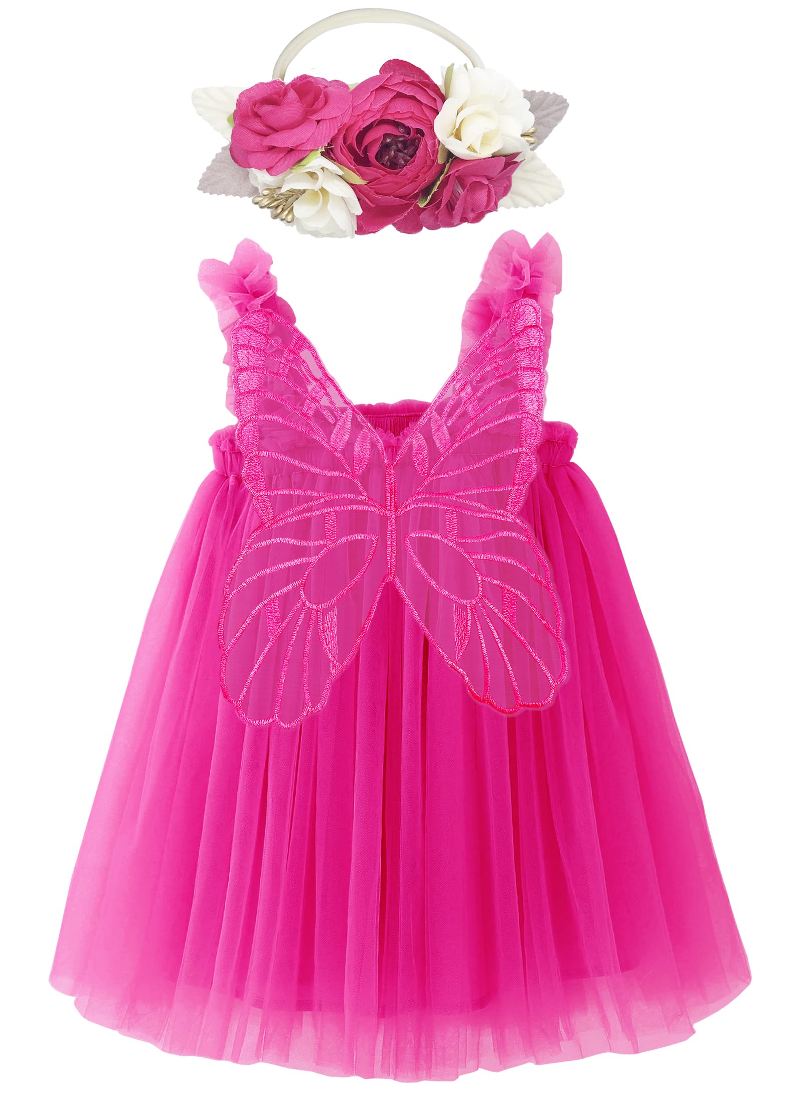 BGFKS Layered Butterfly Tulle Tutu Dress for Baby Girls | Toddler Princess Party Dress with Flower Headband | Perfect for Birthday, Photo Shoots & Special Occasions
