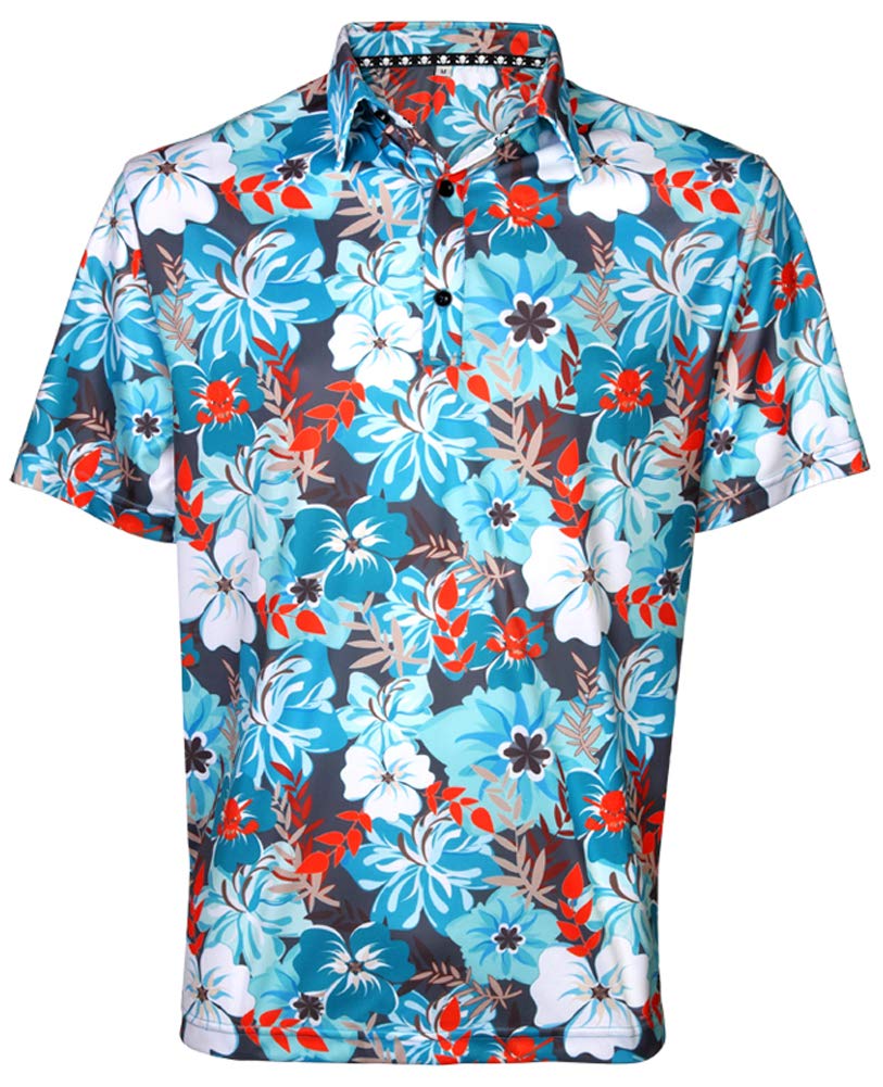 Hawaiian Print ProCool Golf Shirt for Men - Perfect for Summer Golfing