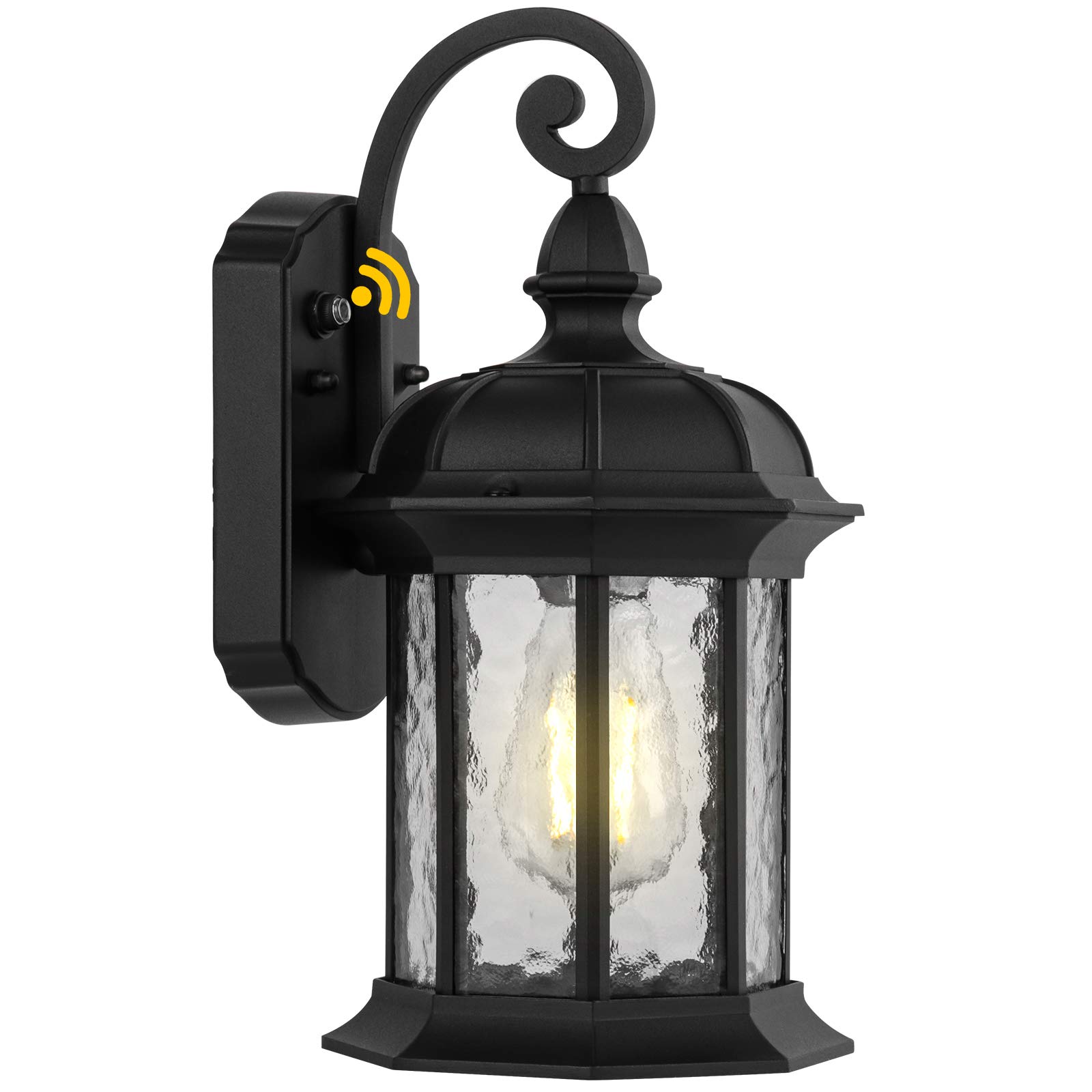 Dusk to Dawn Outdoor Wall Light - Waterproof LED Wall Lantern with Water Ripple Glass for Porch, Front Door, Patio, Garage - Perfect for Nighttime Safety and Elegant Exterior Lighting