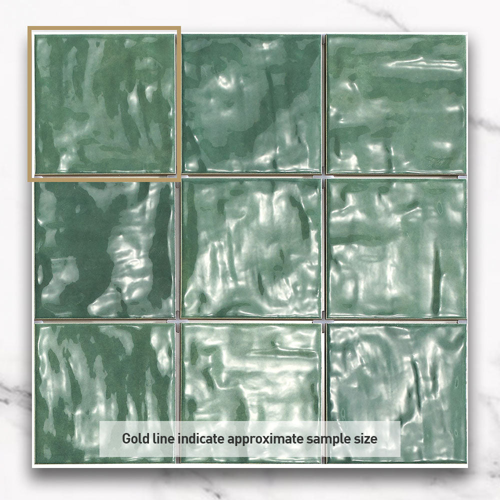 Premium Marrakesh Green 120X120mm Glossy Zellige Square Tile - Perfect for Kitchen Backsplash, Bathroom Walls & Mediterranean Style Home Decor