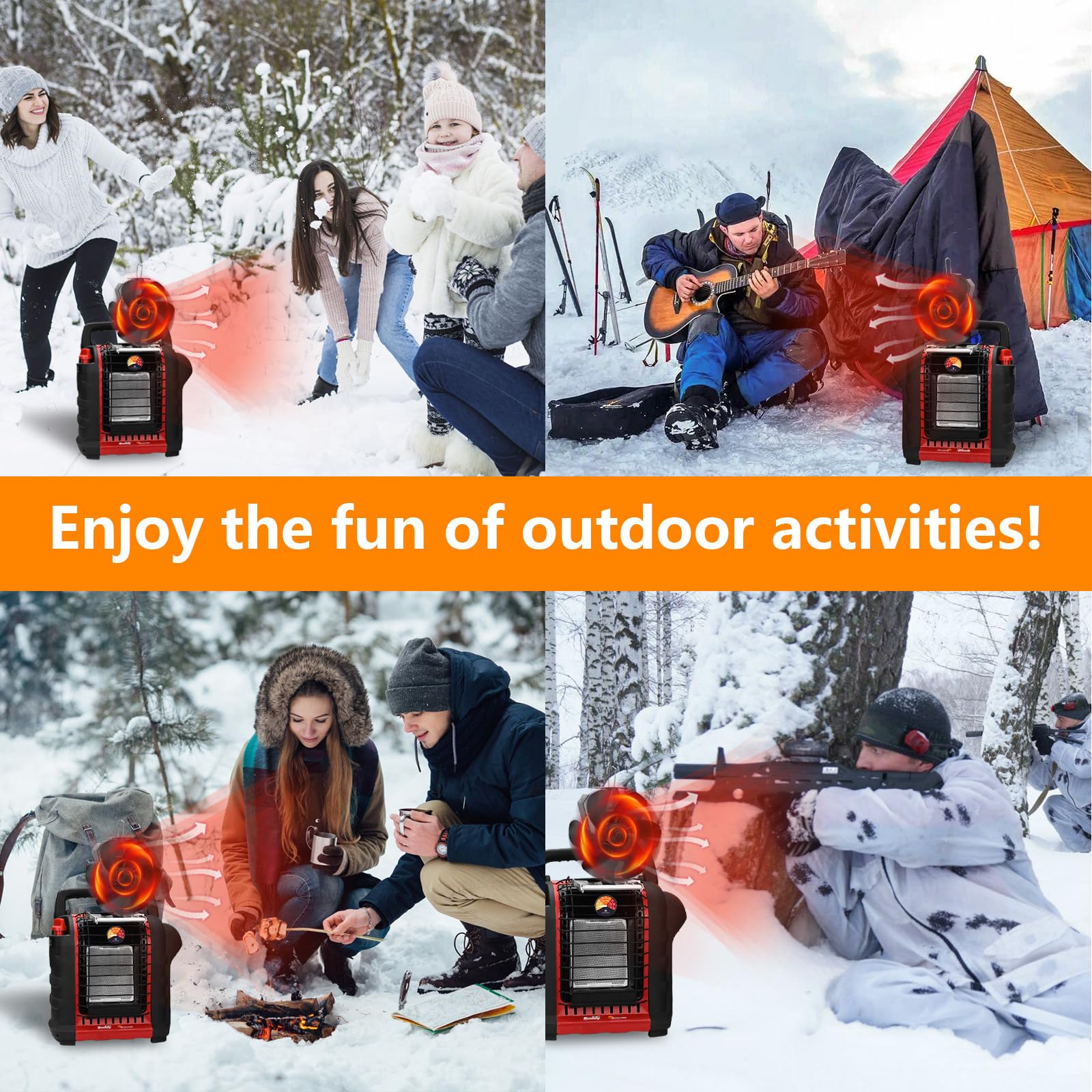 **Heat-Powered Wood Stove Fan for Buddy Heater – 6-Blade Fireplace Fan with Magnetic Thermometer | Compatible with Propane Space Heaters, Mr. Heater | Indoor, Outdoor & Camping Use for Efficient Heat Distribution**