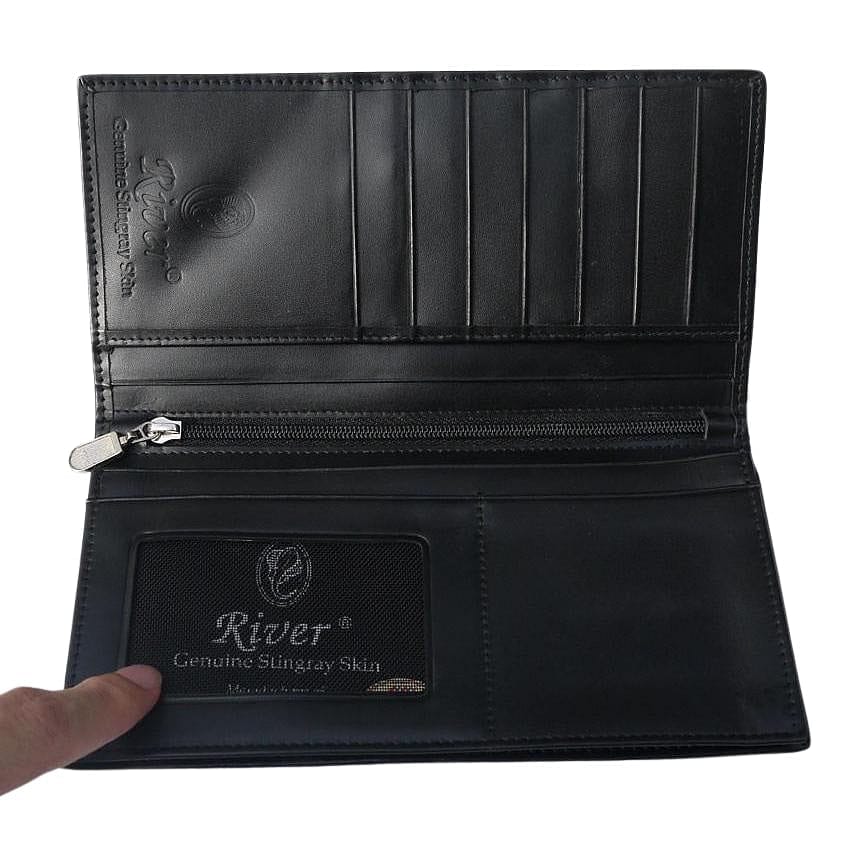 Premium Genuine Stingray Leather Long Wallet for Men - RFID Blocking, Multiple Card Slots - Perfect for Business, Travel & Everyday Use
