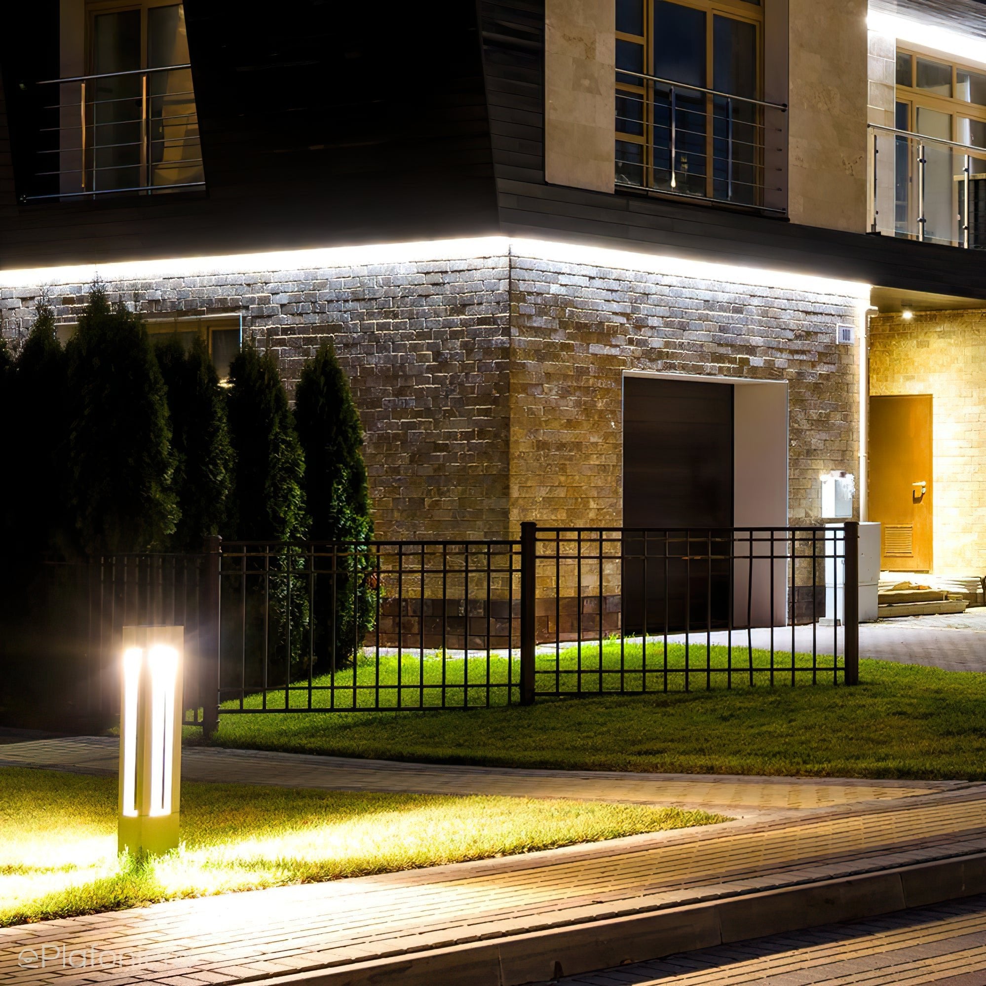 Modern Rectangular LED Garden Light - Outdoor Landscape Lighting for Pathways, Patios, and Gardens - Weatherproof Solar Powered Column Light for Home & Yard Decor