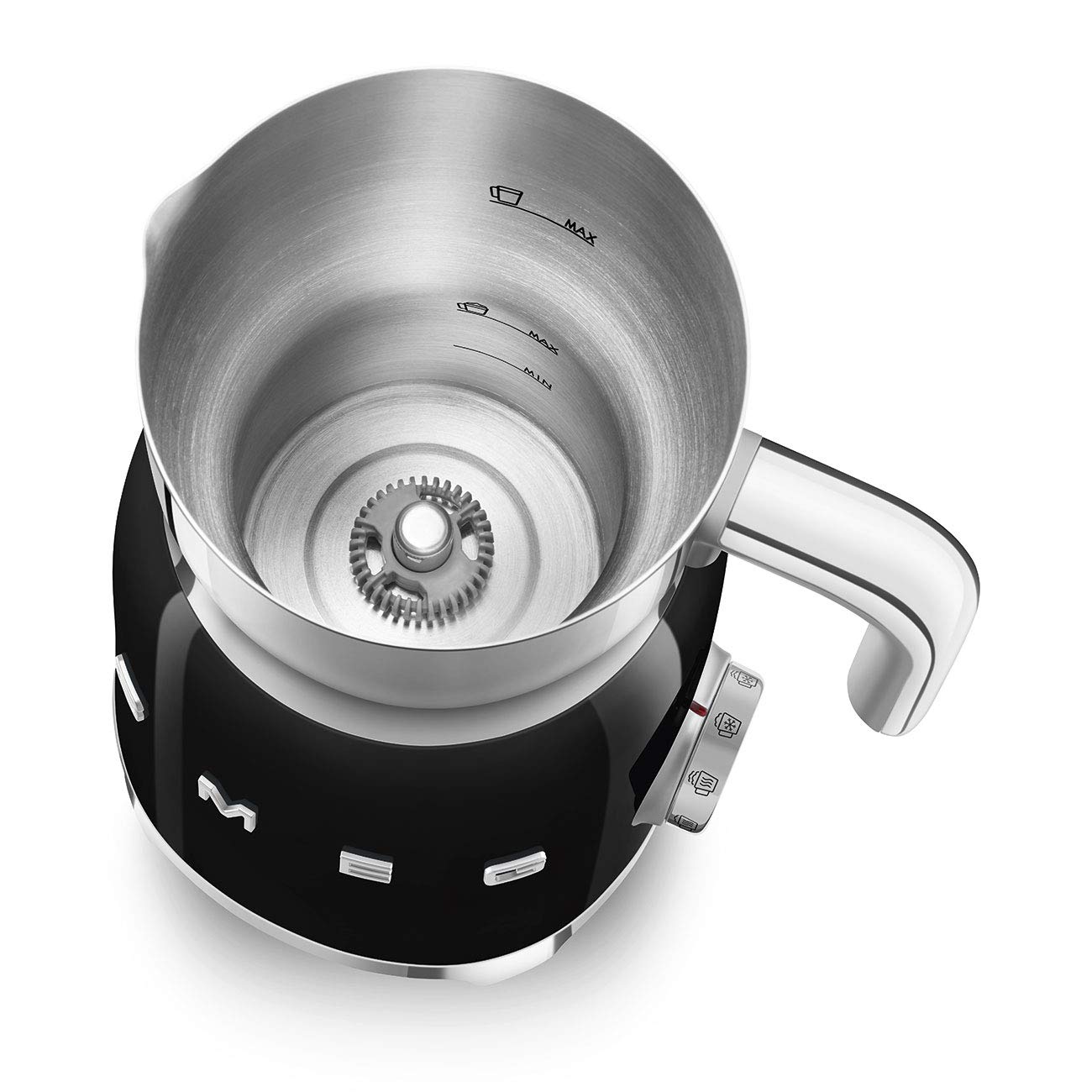 Smeg Electric Milk Frother - Black Stainless Steel for Lattes, Cappuccinos & Hot Chocolate - Perfect for Coffee Shops & Home Use