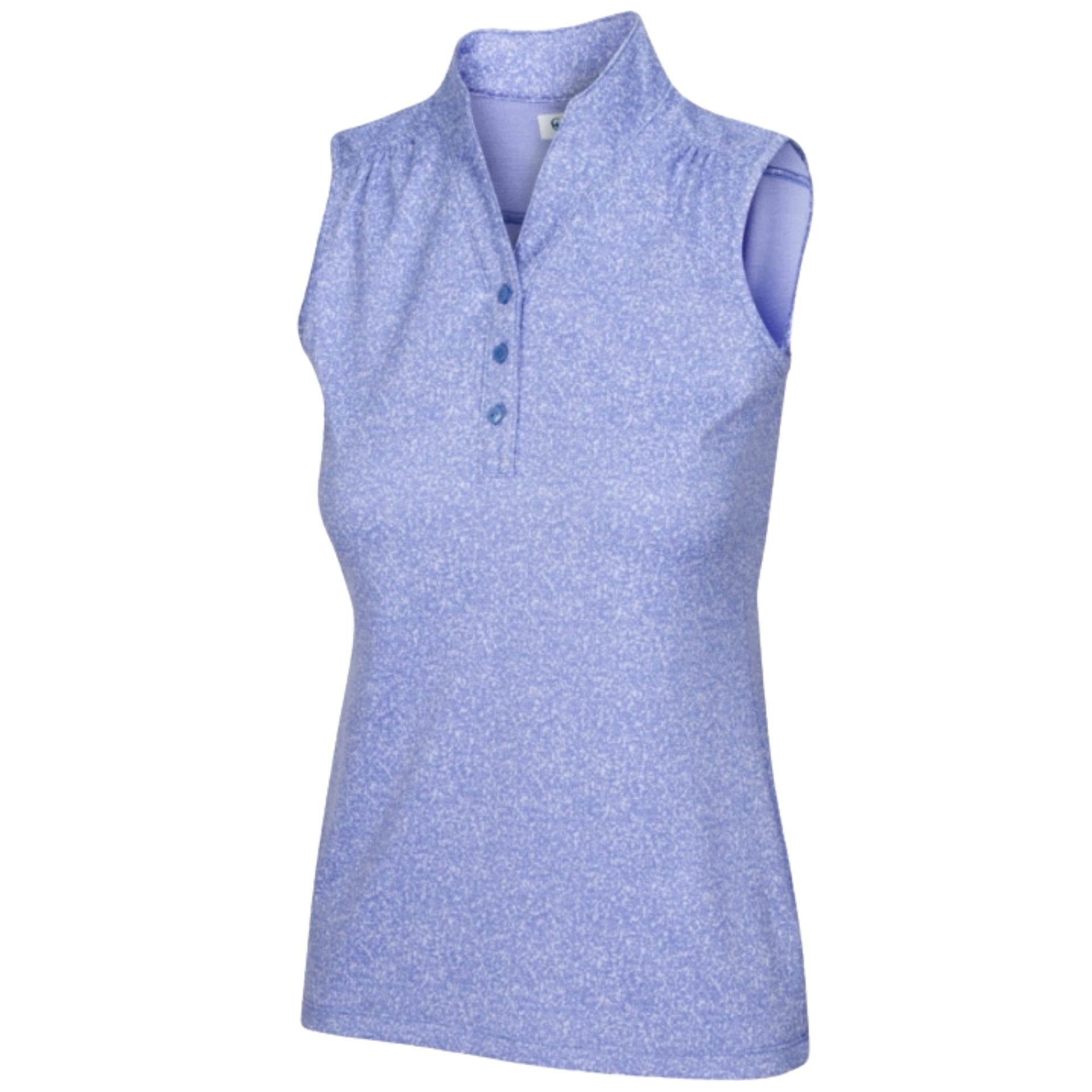 Greg Norman Women's Heathered Dot Sleeveless Polo Shirt - Moisture-Wicking Golf & Tennis Top for Summer Outdoor Sports