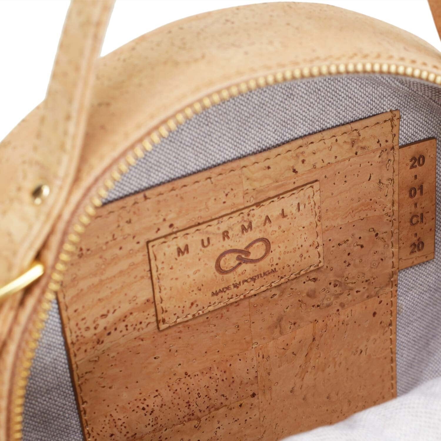 Handmade Vegan Cork Round Shoulder Bag for Women - Eco-Friendly Natural Leather Alternative - Perfect for Work, Travel & Everyday Use