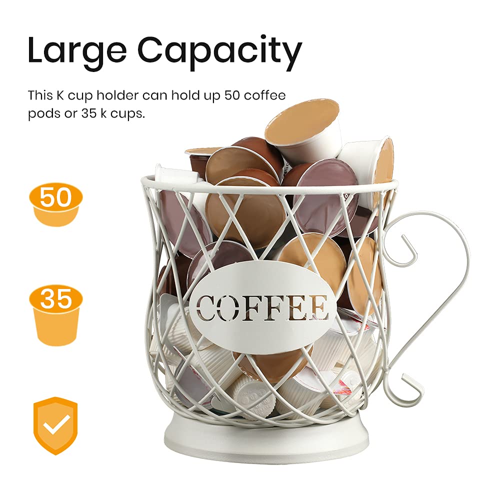 35-Count Coffee Pod Capsule Storage Holder - White K-Cup Organizer for Keurig Machines | Countertop & Coffee Bar Accessory for Home & Office Use