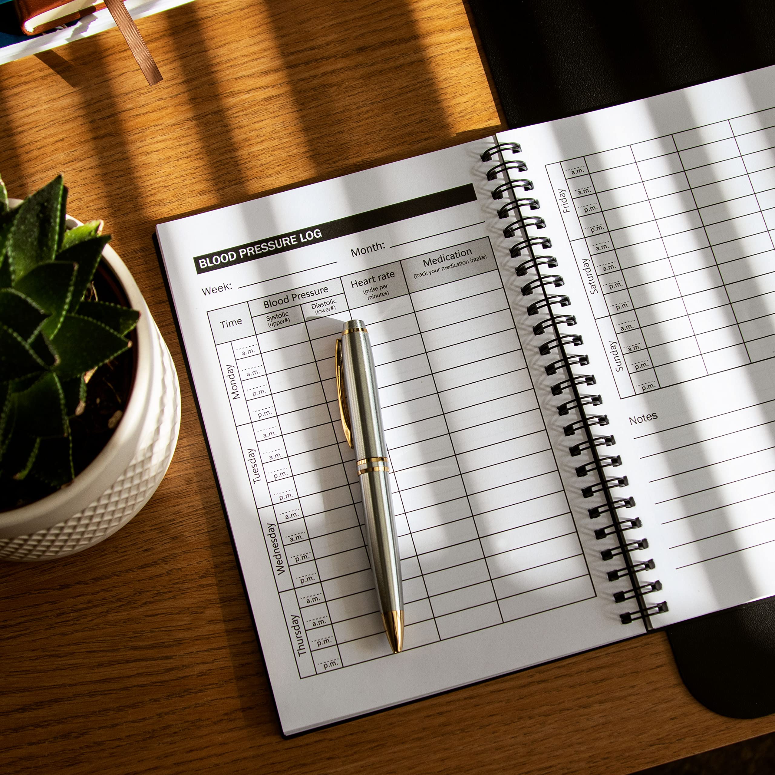 Miru A5 Blood Pressure Log Book - Spiral Bound Hardcover Notebook for Daily Blood Pressure, Heart Rate & Medication Tracking - 116 Pages - Perfect for Home Health Monitoring & Doctor Visits