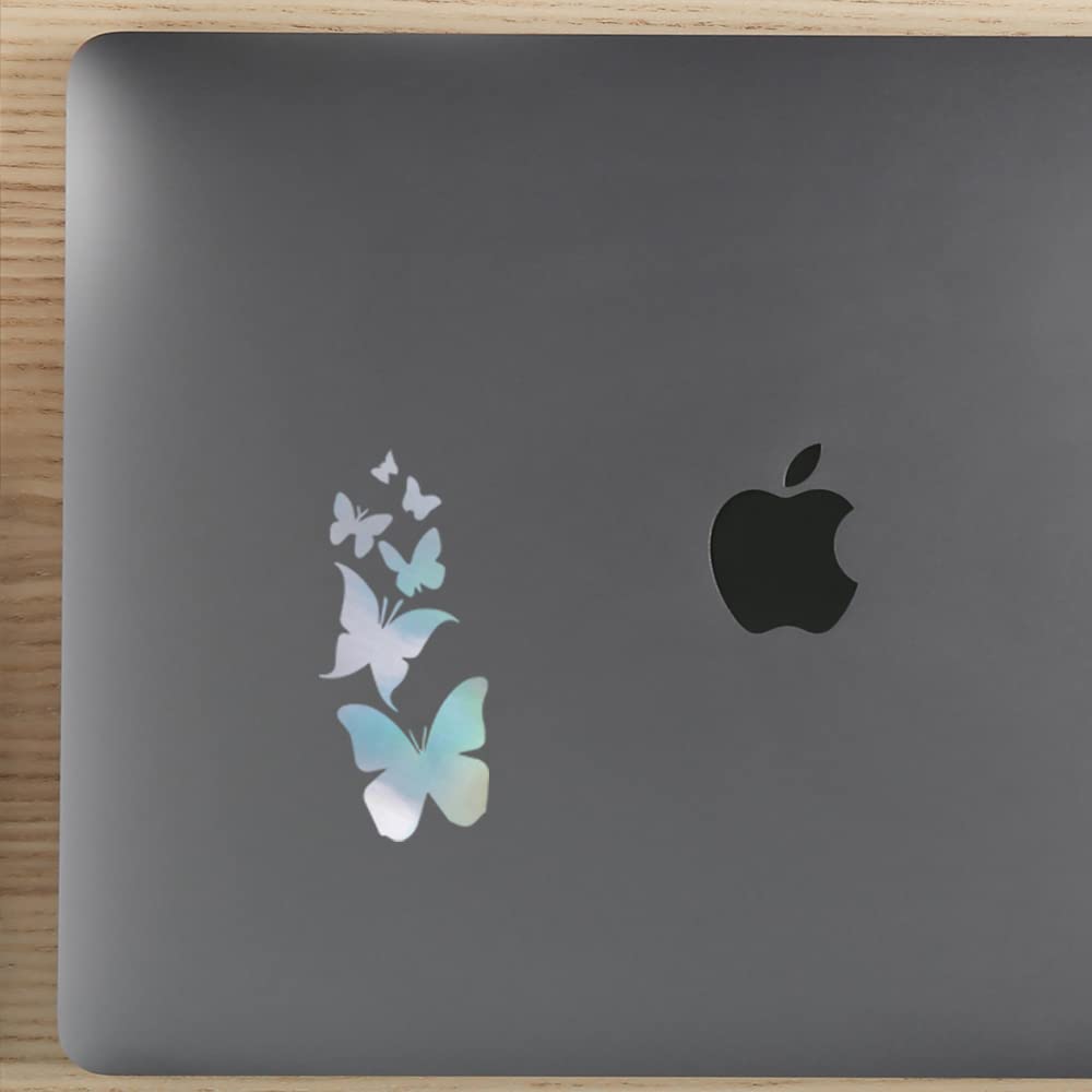 Holographic Butterfly Vinyl Decal Stickers (Set of 2) - Waterproof, Durable for Laptop, Phone, Helmet, Car, Mug & Wall Decor | Perfect for DIY Crafts, Room Decor, and Gift Giving