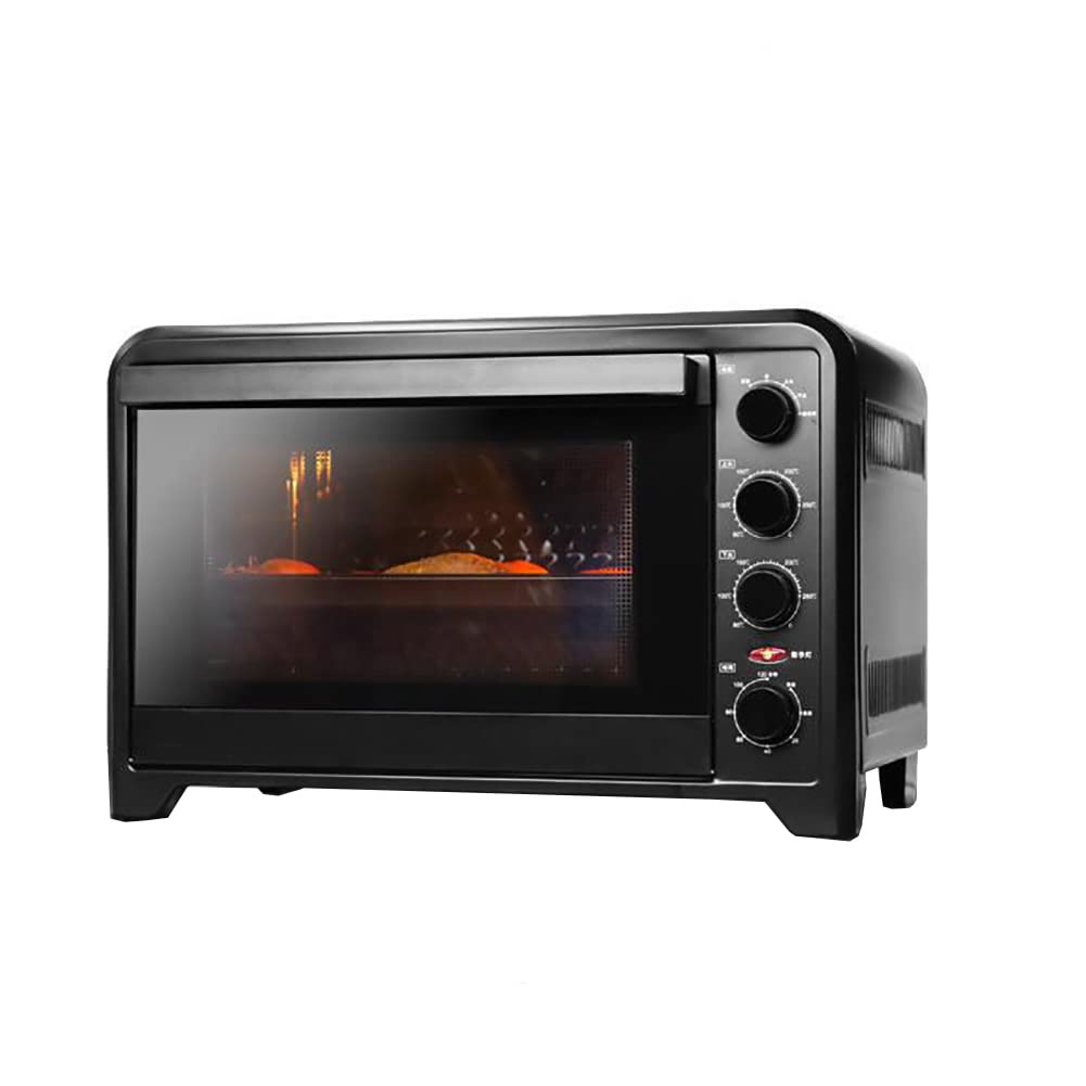 JJINPIXIU 2200W Mini Air Circulation Oven - Compact Desktop Toaster Oven with Bakeware & Grill, 60L Capacity for Baking, Roasting & Grilling - Perfect for Breakfast, Pizza, Bread Making & Small BBQ - Ideal for Dorms, Apartments & Small Kitchens (Black)