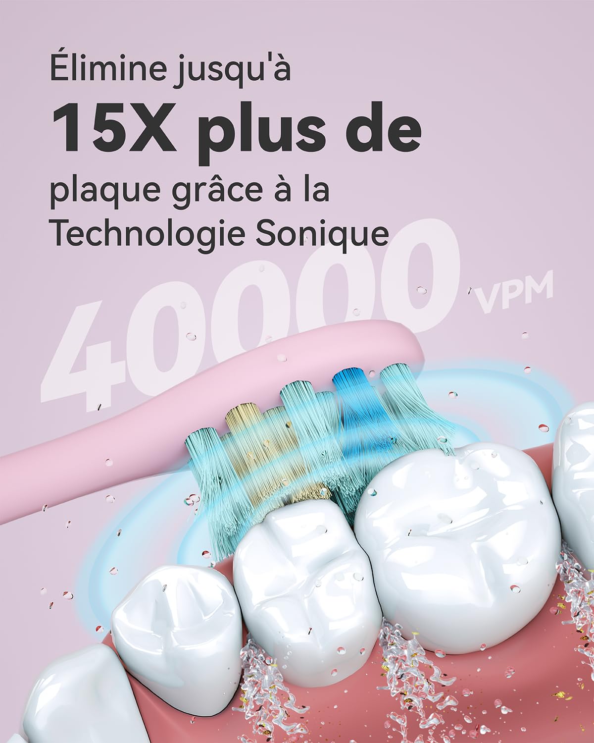 JTF Sonic Electric Toothbrush for Adults - 6 Replacement Brush Heads, 5 Cleaning Modes, IPX7 Waterproof, USB Rechargeable with Travel Case (Pink) | Perfect for Home Use, Travel & Gifts