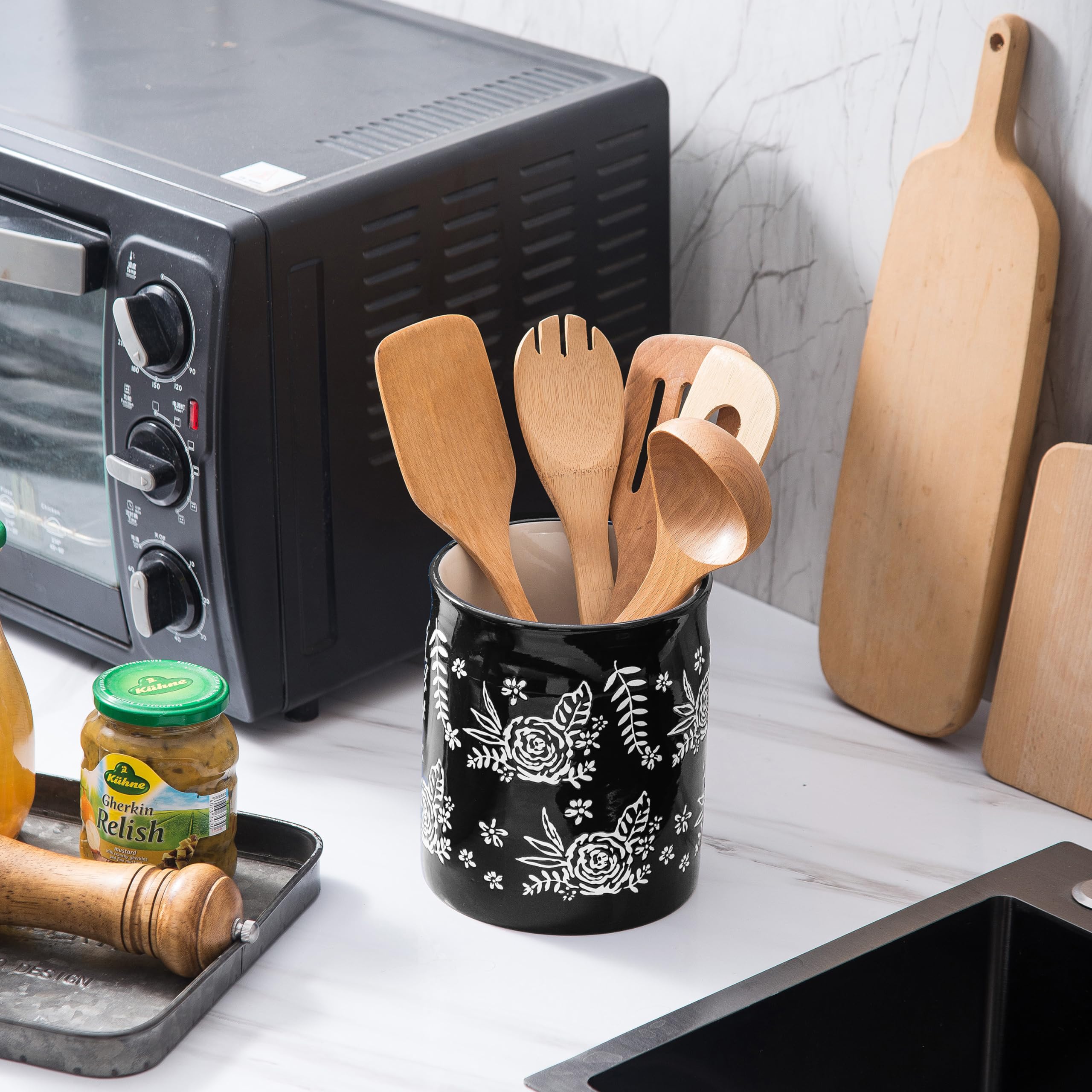 Wisenvoy Kitchen Utensil Holder - Countertop Organizer for Cooking Utensils, Spoons & Spatulas - Perfect for Kitchen Counter, Stove & Dining Table Organization