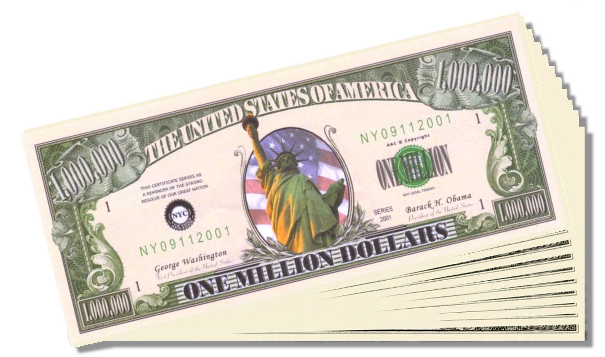 Authentic Lady Liberty Novelty Million Dollar Bills - Set of 50 with Bonus Christopher Columbus Bill | Perfect for Prank Gifts, Magic Tricks & Party Favors