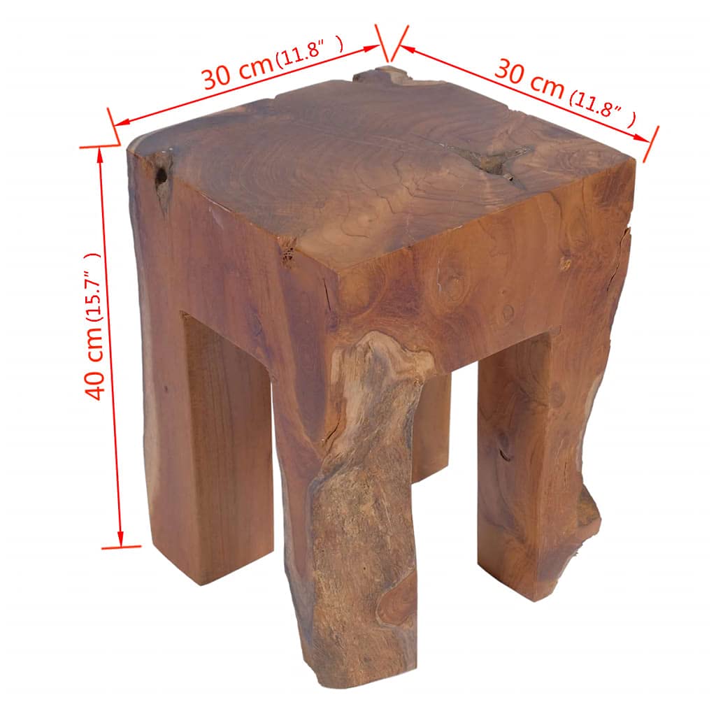 **Solid Teak Wood Garden Stool - Natural Side Table, Plant Stand & Bedside Frame - Multifunctional Home & Garden Decor for Indoor & Outdoor Use**
