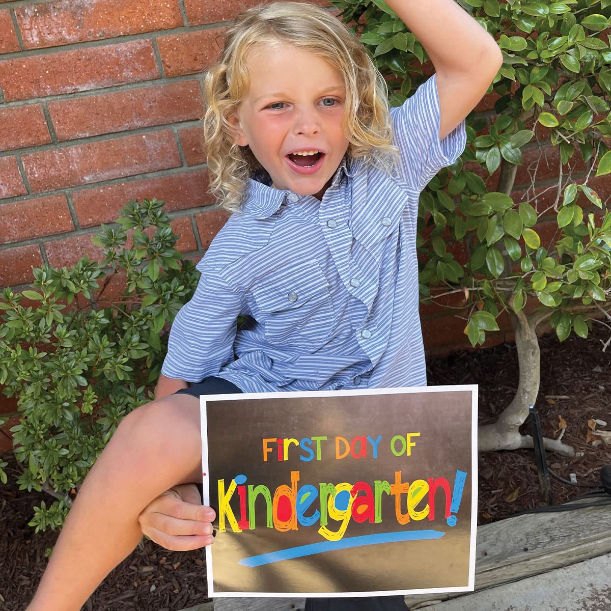 Class Keeper School Memory Kit with Photo Props & Sticker Set - Primary Stripes Design for Classroom Keepsakes, Yearbook Photos & Teacher Gifts