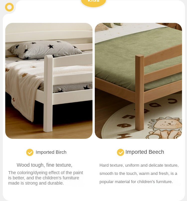 Solid Wood Beech & Birch White Detachable Bunk Bed for Kids - Perfect for Small Bedrooms, Guest Rooms & Space-Saving Kids' Rooms