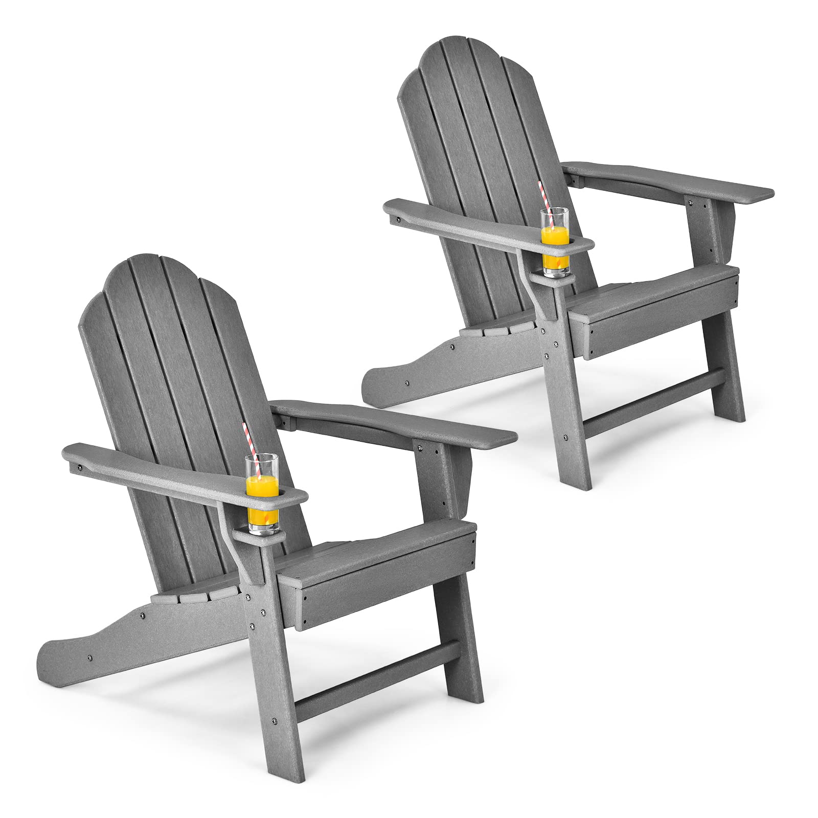 Giantex Set of 2 HDPE Weather-Resistant Adirondack Chairs - Outdoor Fire Pit Seating for Camping, Deck, Garden, Yard & Porch - Durable Composite Lawn Furniture for Relaxing by the Fire or Enjoying Backyard Gatherings