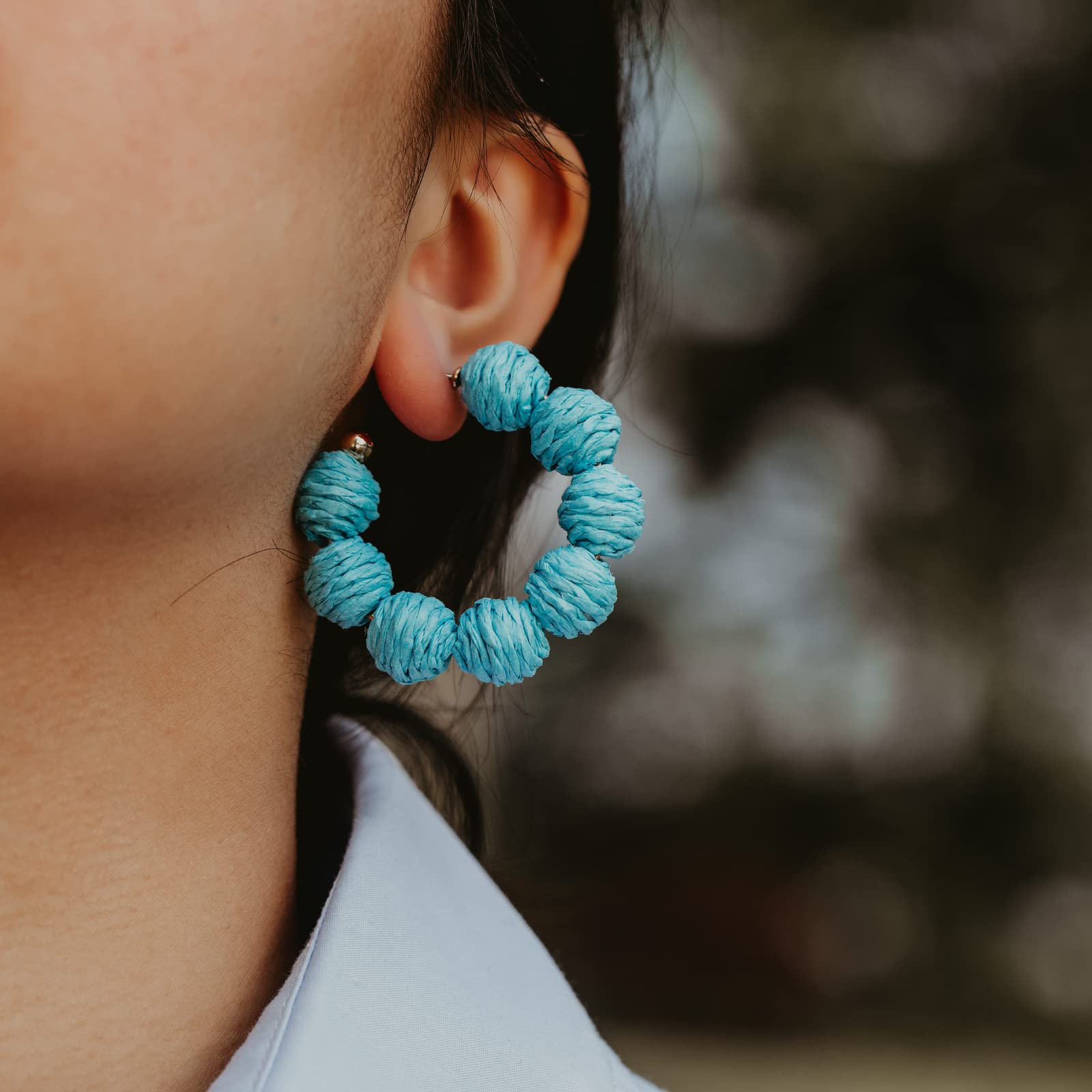 Handmade Raffia Hoop Earrings - Colorful Boho Statement Rattan Jewelry for Women | Unique Summer Accessories for Beach, Festival & Vacation Outfits