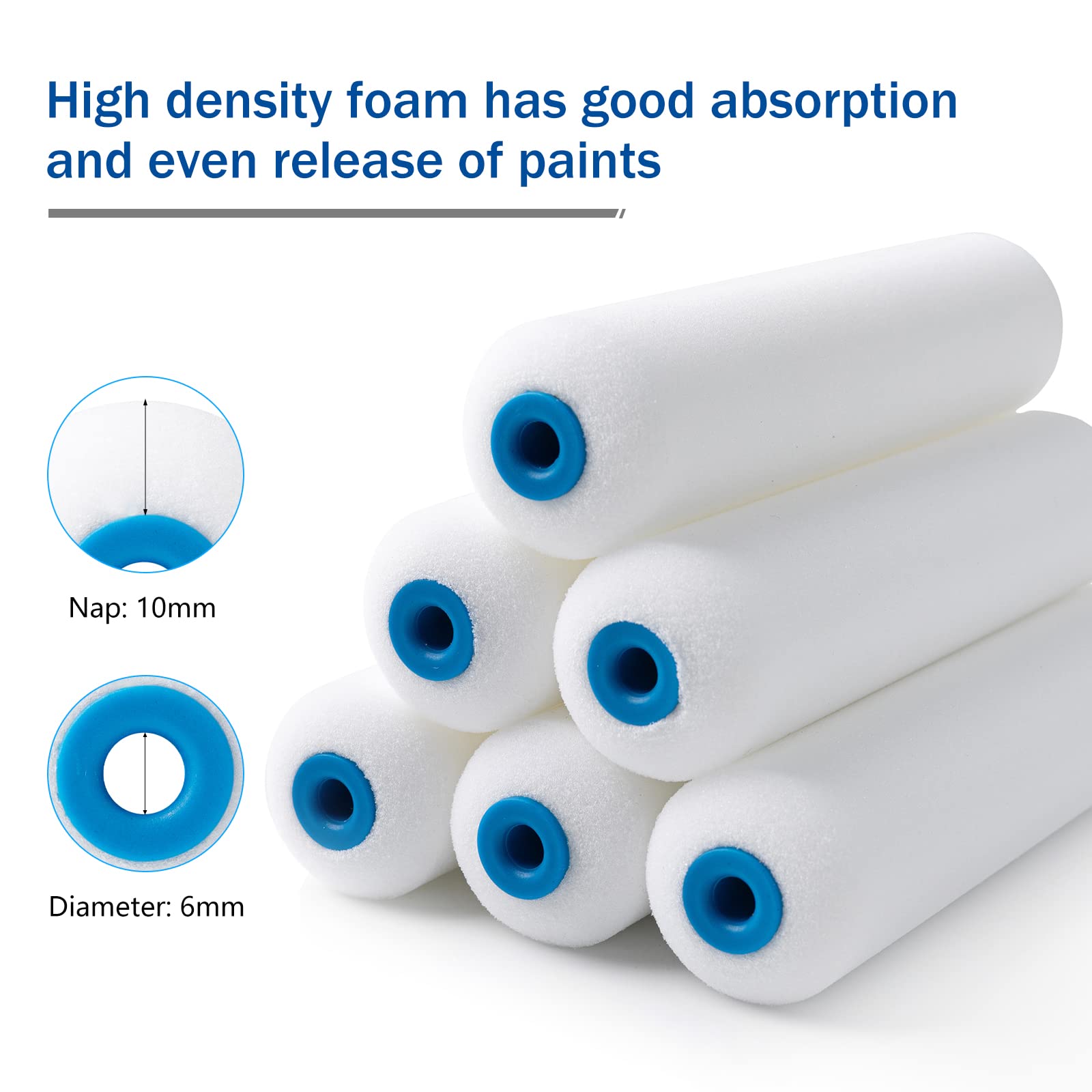 Premium 9-Pack Mister Rui 6-Inch High Density Foam Paint Roller Kit with Tray & Liner - Professional Mini Paint Rollers for Walls, Ceilings & DIY Home Projects - Perfect for Small Spaces & Touch-Ups