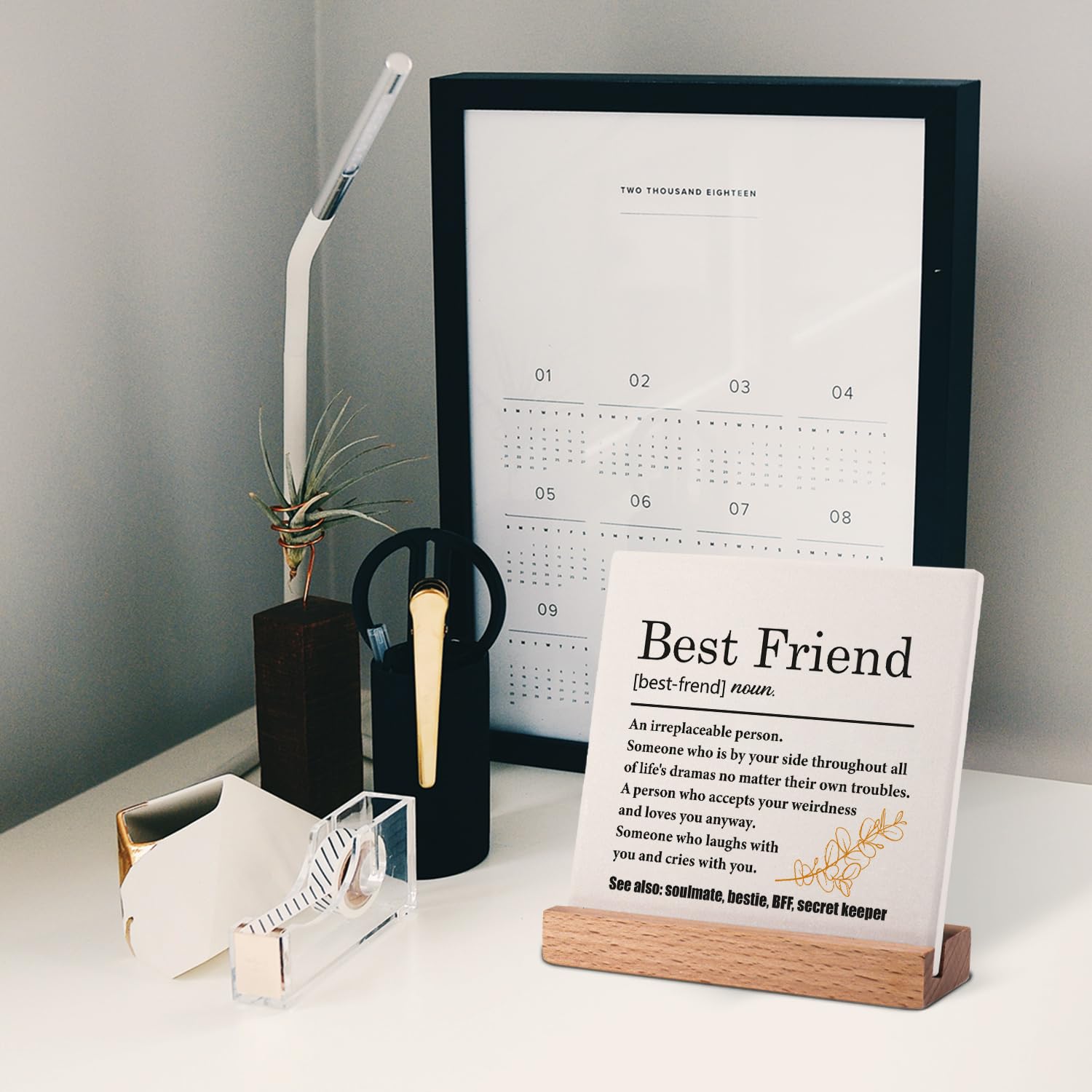 Best Friend Definition Gifts for Women - Thoughtful Birthday & Friendship Present for Her - Thank You Gift Idea - BFF Bestie Desk Decor Plaque Sign - Perfect for Office, Home Decor & Special Occasions