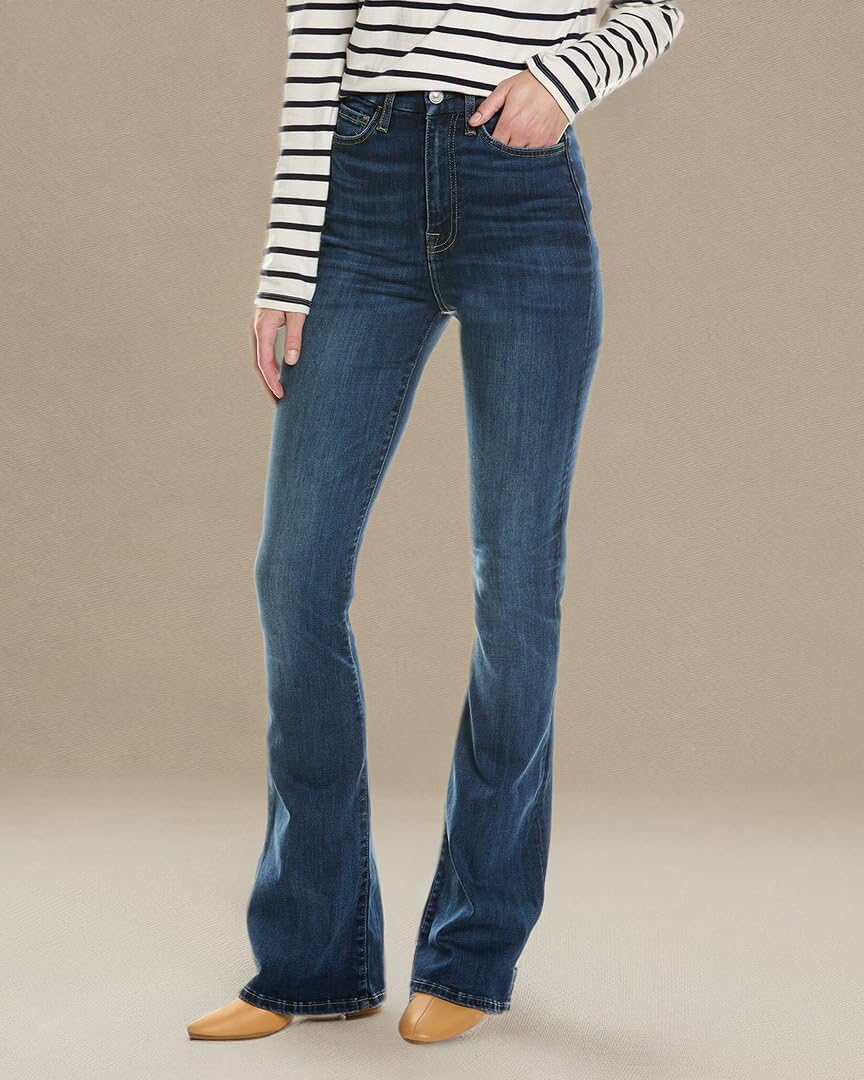 7 For All Mankind Women's No Filter Skinny Boot Jean in Sophie Blue - Slim Fit Stretch Denim Pants for Casual Wear & Night Out