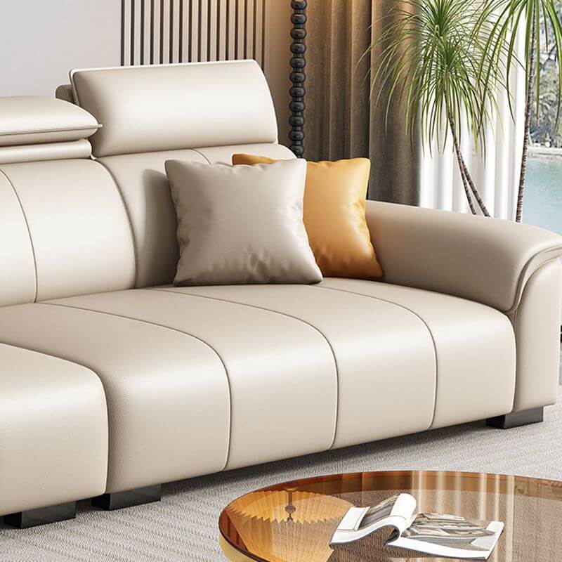 L-Shaped Left Sectional Sofa with Adjustable Headrest - Modern Living Room Couch for Small Spaces, Apartment & Home Theater Seating