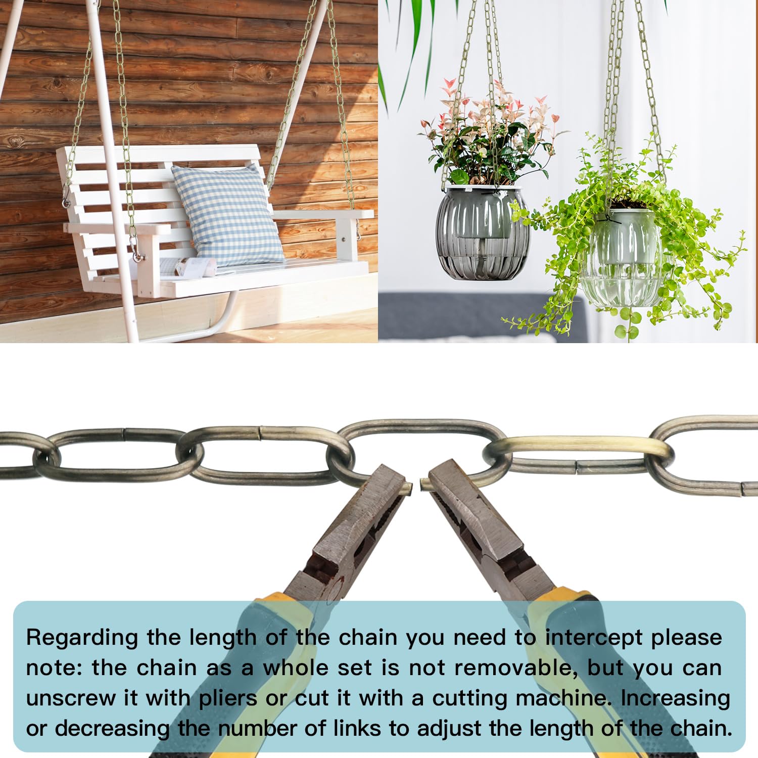 Helunsi 6 Feet Bronze Chandelier Chain - Heavy Duty Metal Light Fixture Extension with Secure Link Lock for Pendant & Ceiling Lights - Perfect for Dining Room, Bedroom & Home Decor Lighting Upgrade